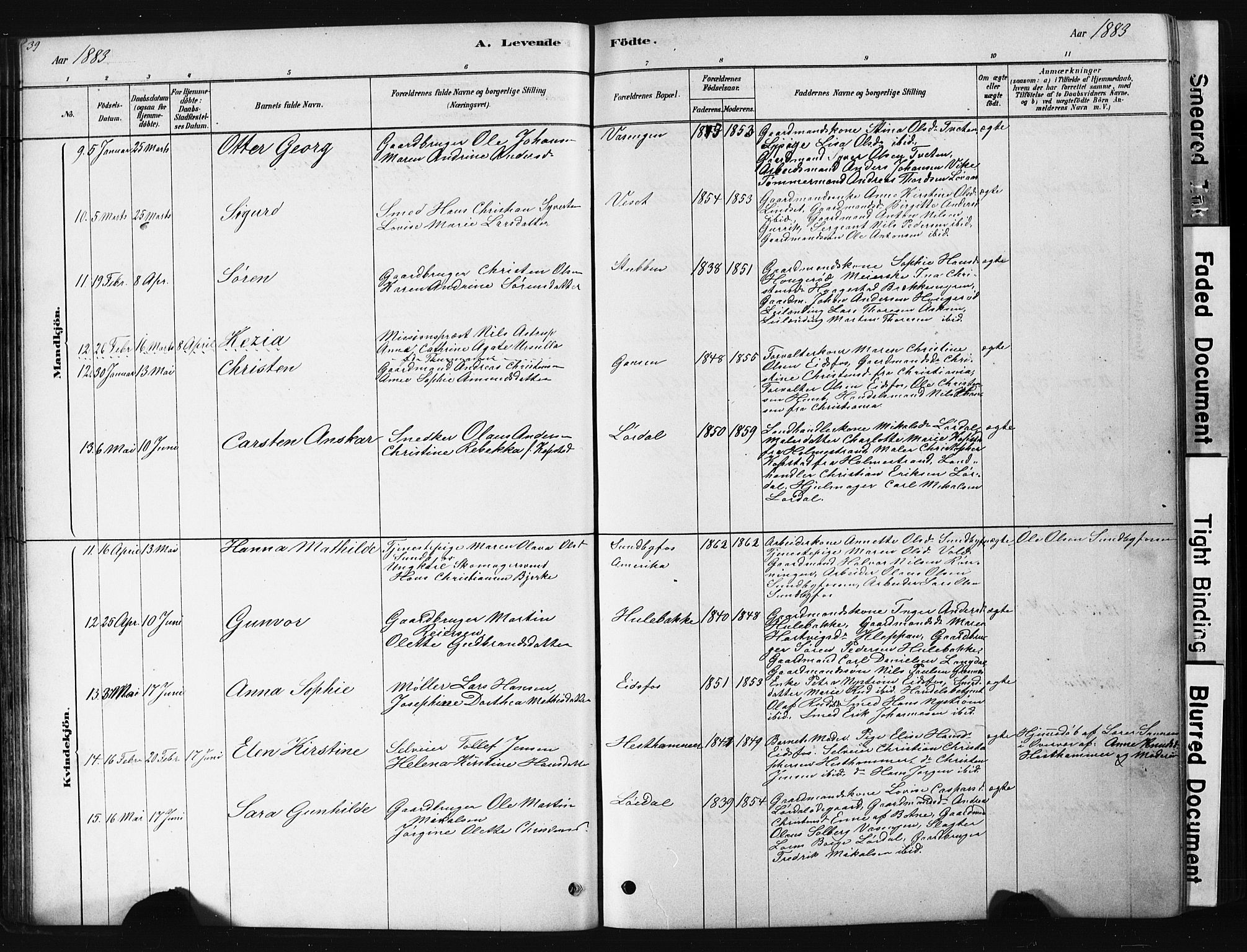 Hof kirkebøker, AV/SAKO-A-64/G/Ga/L0004: Parish register (copy) no. I 4, 1878-1930, p. 39