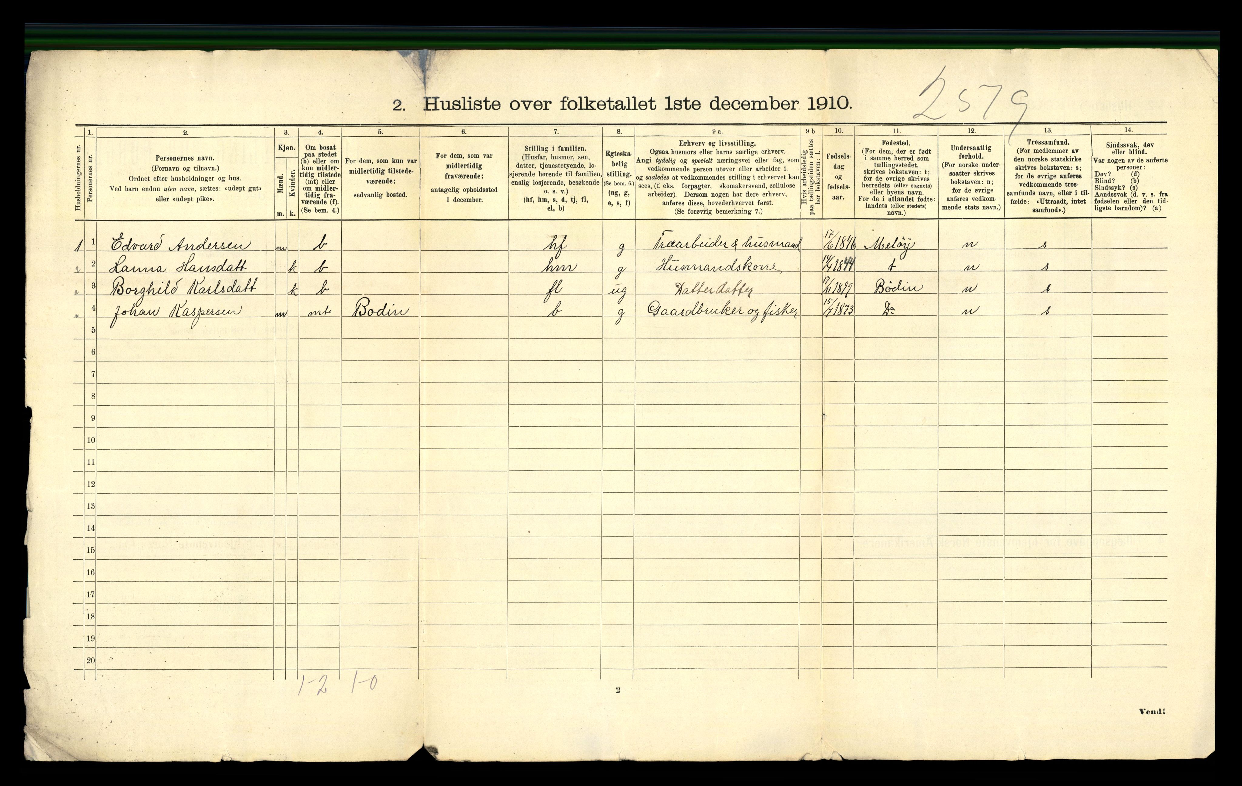 RA, 1910 census for Kjerringøy, 1910, p. 22