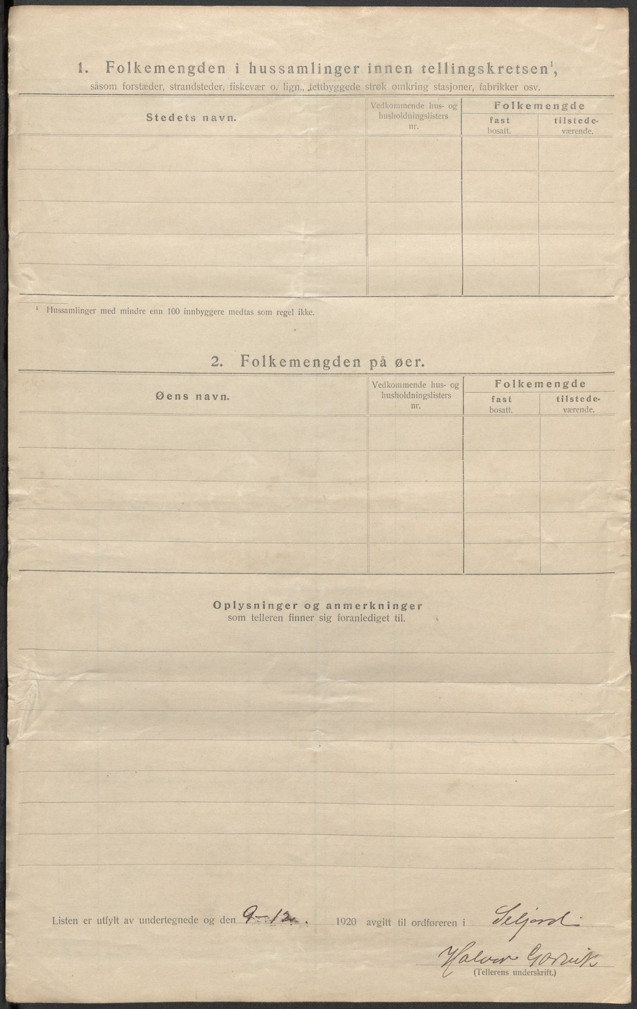 SAKO, 1920 census for Seljord, 1920, p. 14