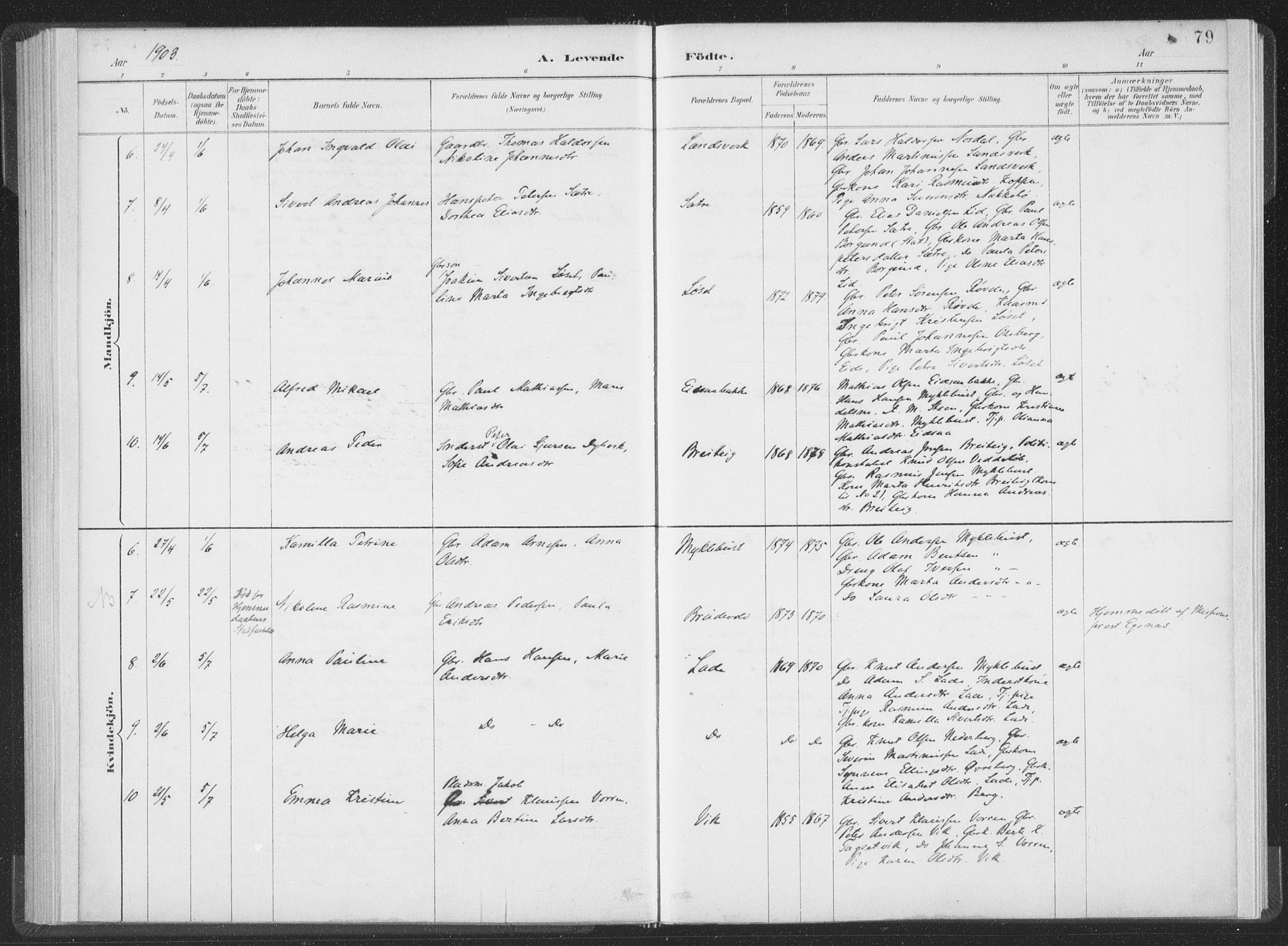 Ministerialprotokoller, klokkerbøker og fødselsregistre - Møre og Romsdal, AV/SAT-A-1454/502/L0025: Parish register (official) no. 502A03, 1885-1909, p. 79