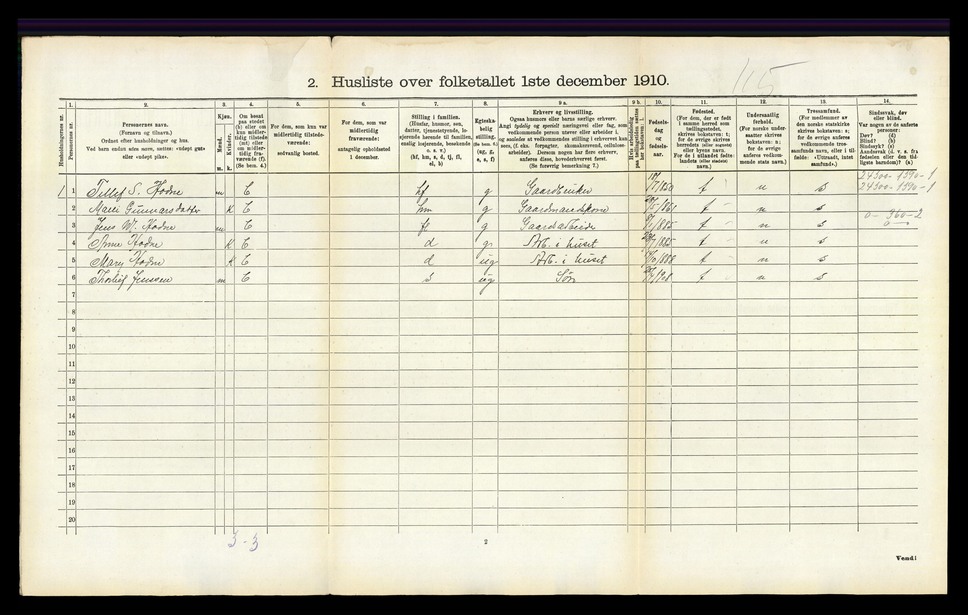 RA, 1910 census for Iveland, 1910, p. 64