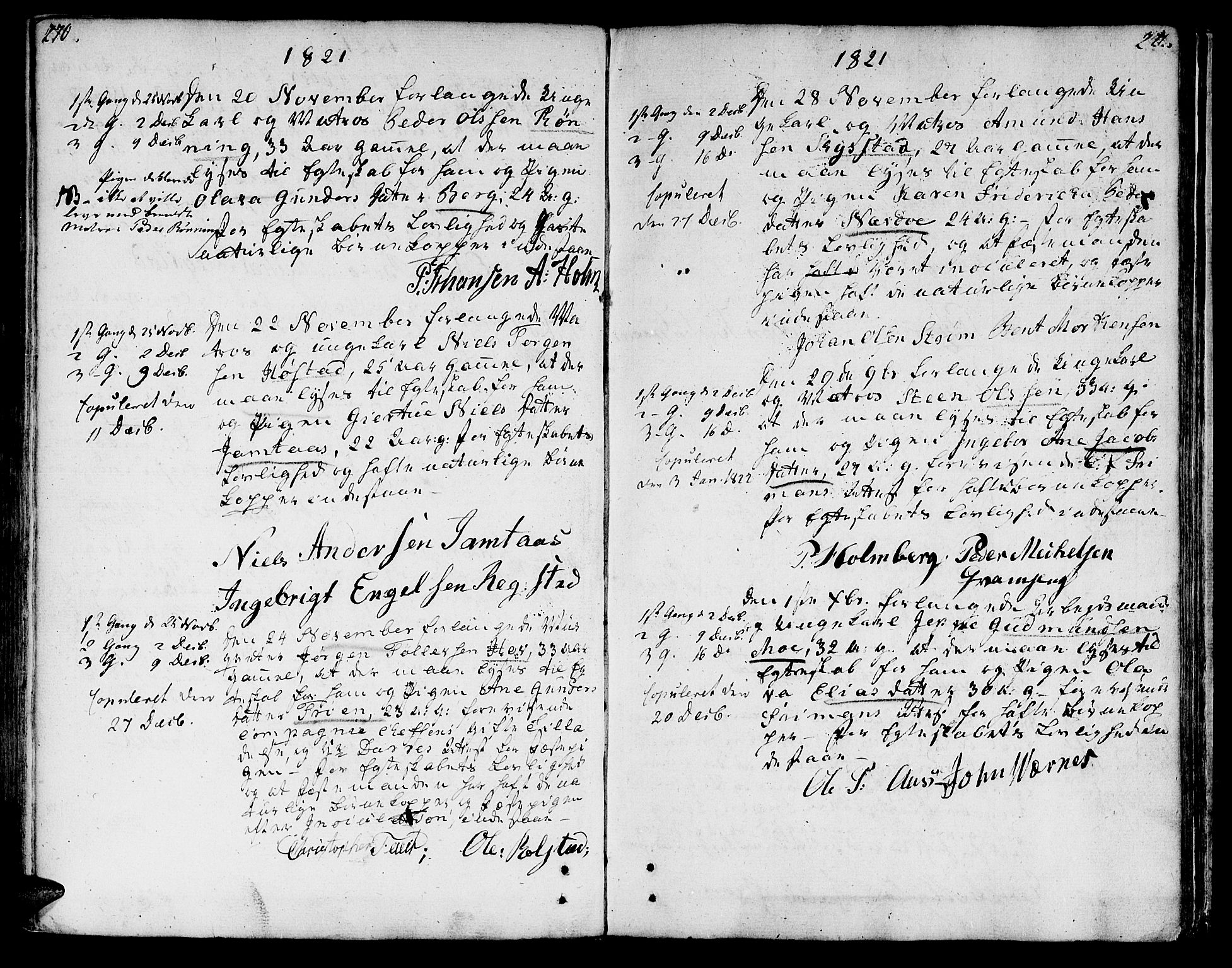 Ministerialprotokoller, klokkerbøker og fødselsregistre - Sør-Trøndelag, SAT/A-1456/601/L0042: Parish register (official) no. 601A10, 1802-1830, p. 270-271