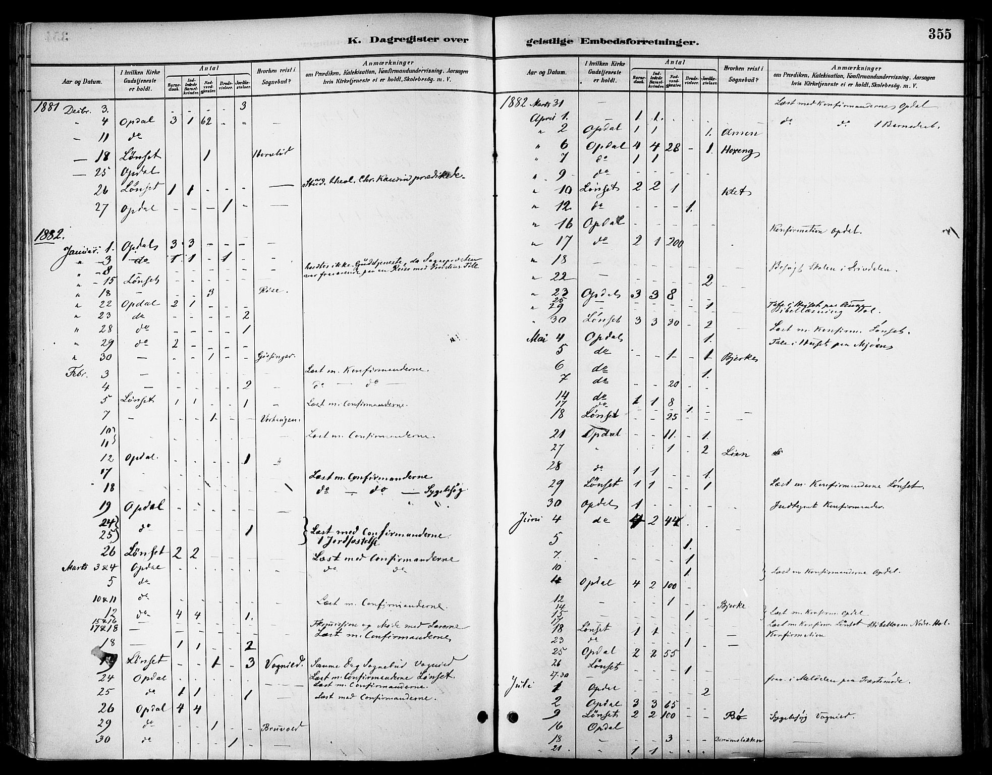 Ministerialprotokoller, klokkerbøker og fødselsregistre - Sør-Trøndelag, SAT/A-1456/678/L0901: Parish register (official) no. 678A10, 1881-1894, p. 355