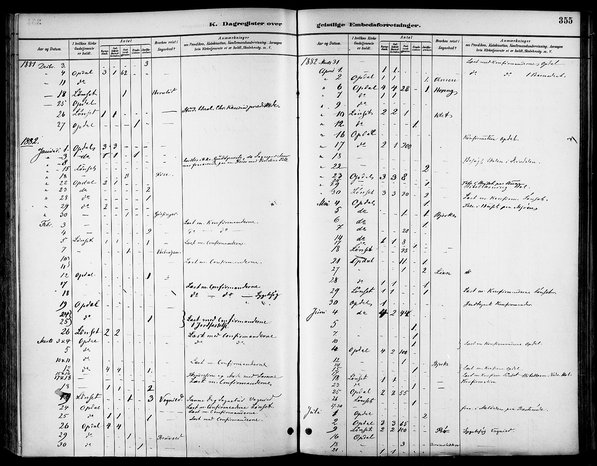 Ministerialprotokoller, klokkerbøker og fødselsregistre - Sør-Trøndelag, AV/SAT-A-1456/678/L0901: Parish register (official) no. 678A10, 1881-1894, p. 355