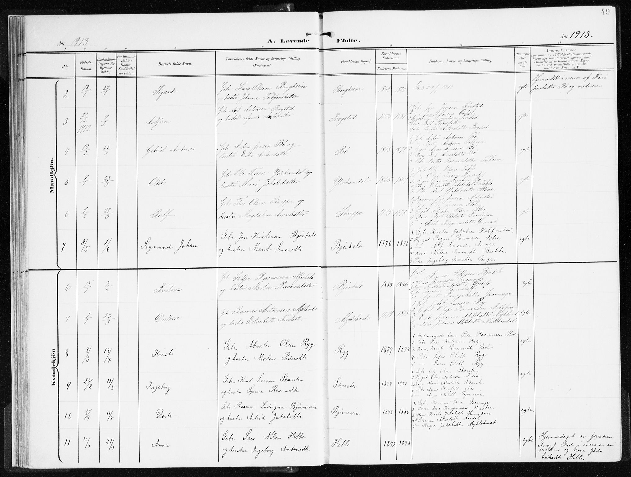 Gloppen sokneprestembete, AV/SAB-A-80101/H/Haa/Haac/L0003: Parish register (official) no. C 3, 1904-1921, p. 49