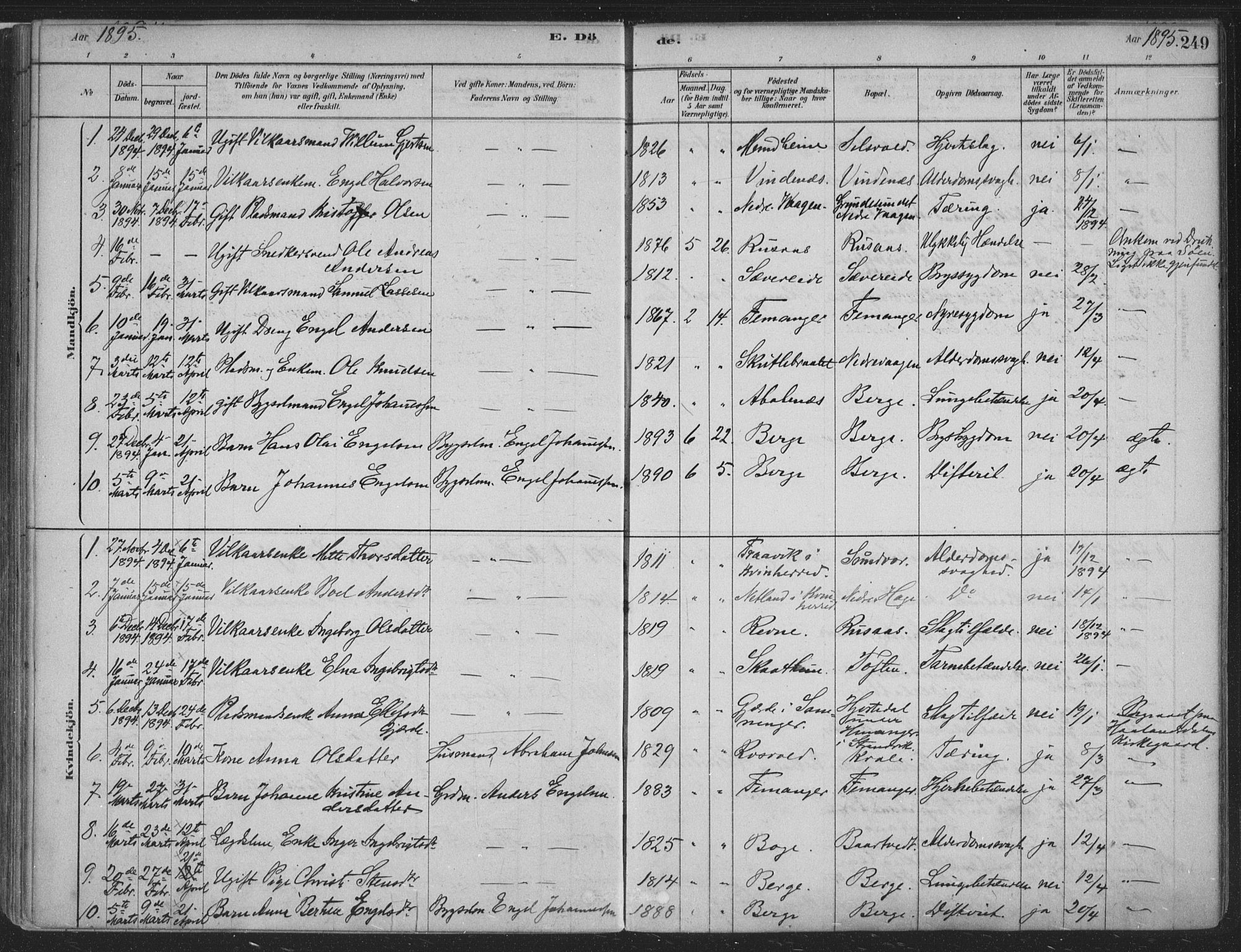 Fusa sokneprestembete, SAB/A-75401/H/Haa: Parish register (official) no. D 1, 1880-1938, p. 249