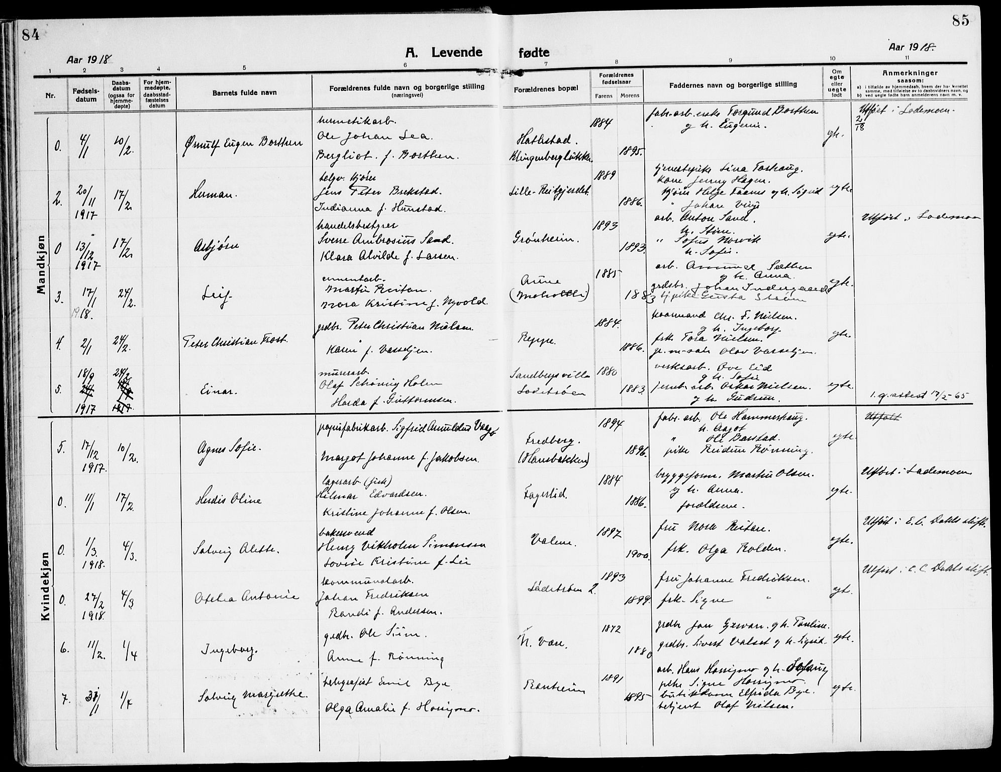 Ministerialprotokoller, klokkerbøker og fødselsregistre - Sør-Trøndelag, SAT/A-1456/607/L0321: Parish register (official) no. 607A05, 1916-1935, p. 84-85