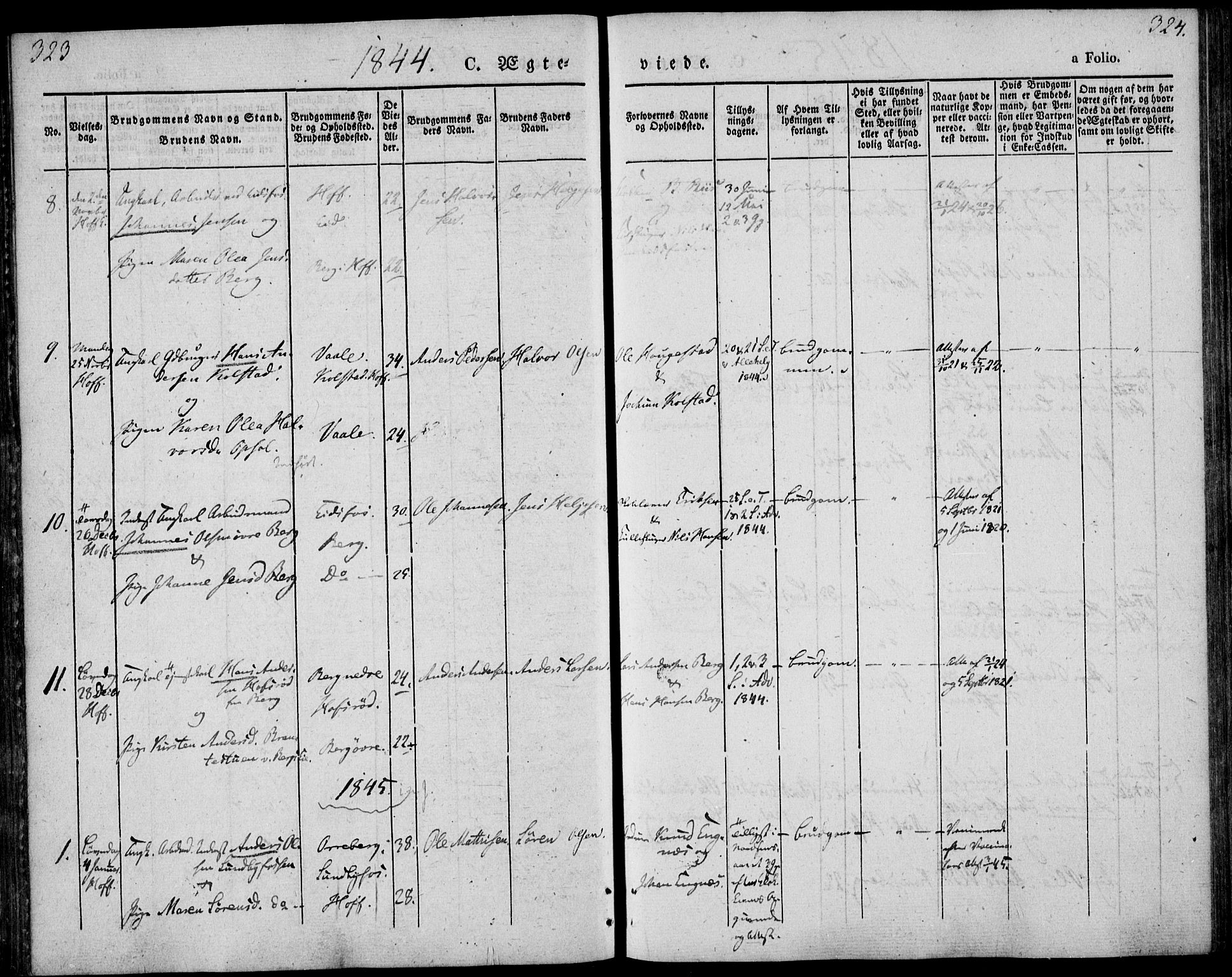 Hof kirkebøker, SAKO/A-64/F/Fa/L0005: Parish register (official) no. I 5, 1844-1851, p. 323-324