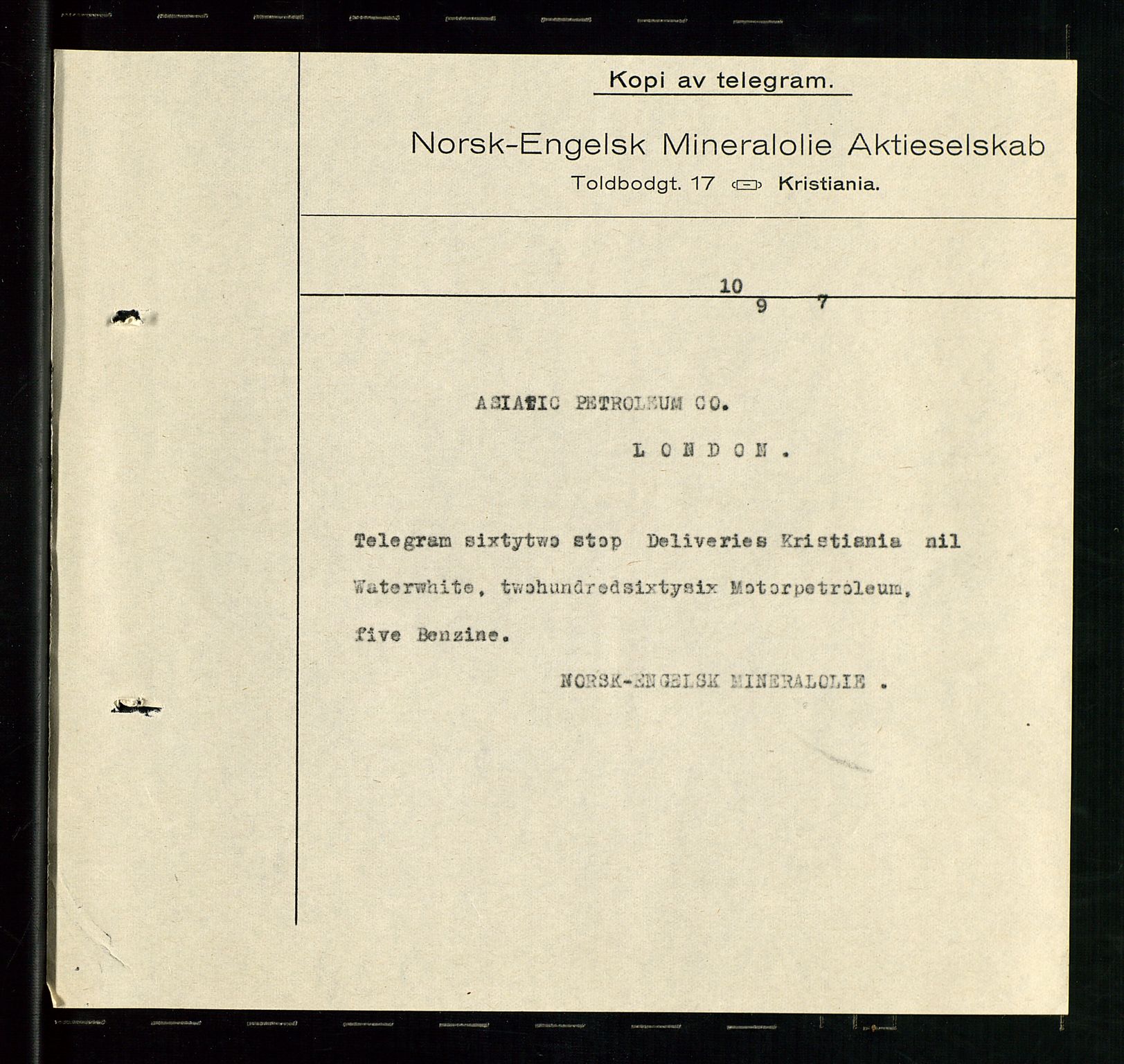 Pa 1521 - A/S Norske Shell, AV/SAST-A-101915/E/Ea/Eaa/L0001: Sjefskorrespondanse, 1917, p. 184