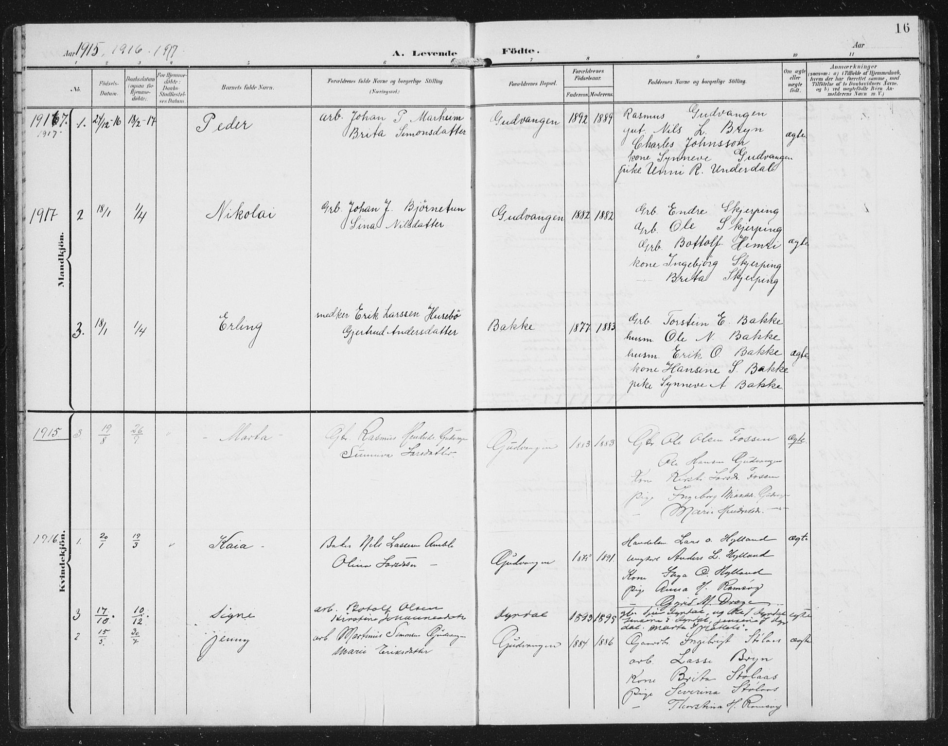 Aurland sokneprestembete, SAB/A-99937/H/Hb/Hbc/L0003: Parish register (copy) no. C 3, 1901-1933, p. 16