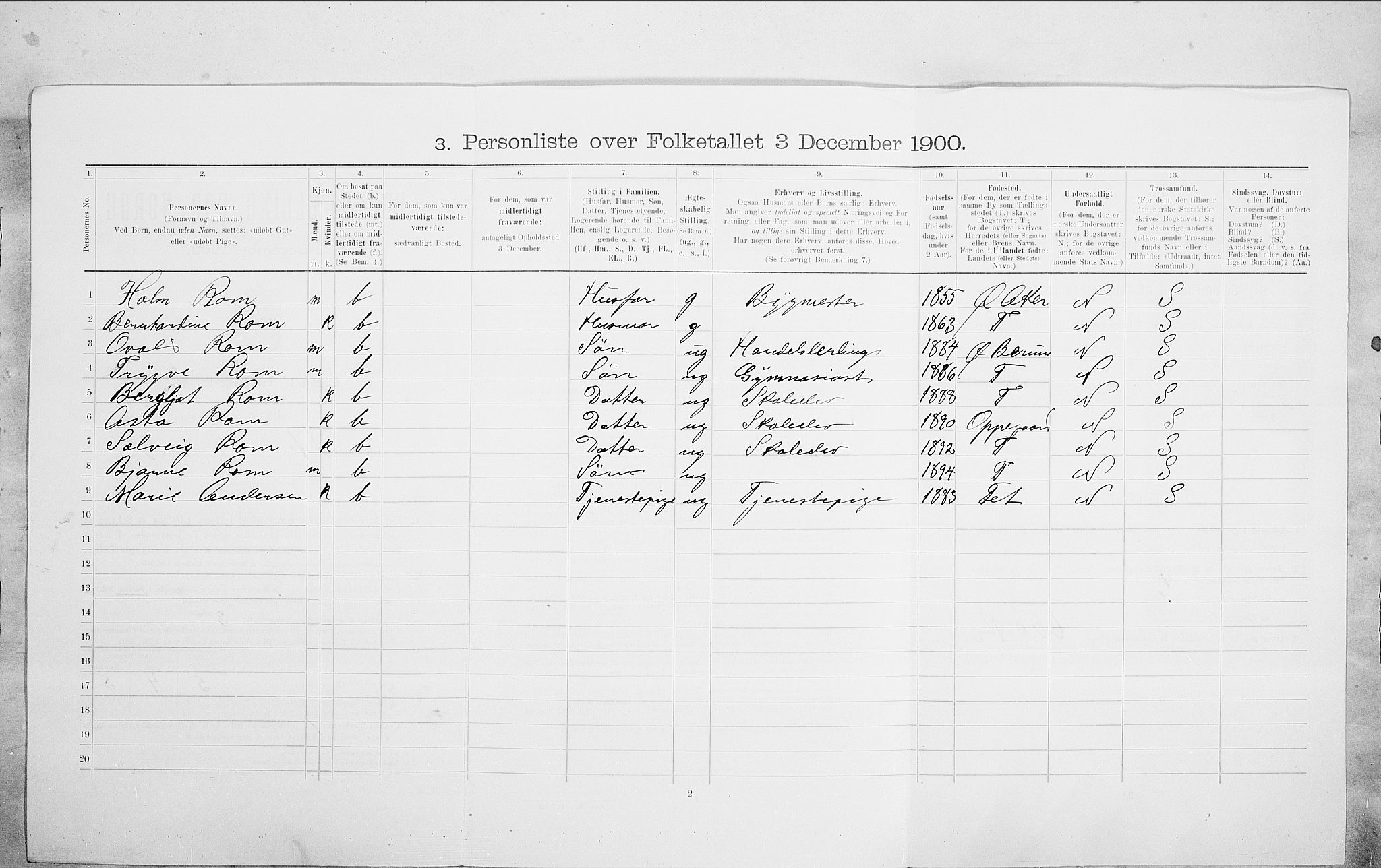 SAO, 1900 census for Kristiania, 1900, p. 91213