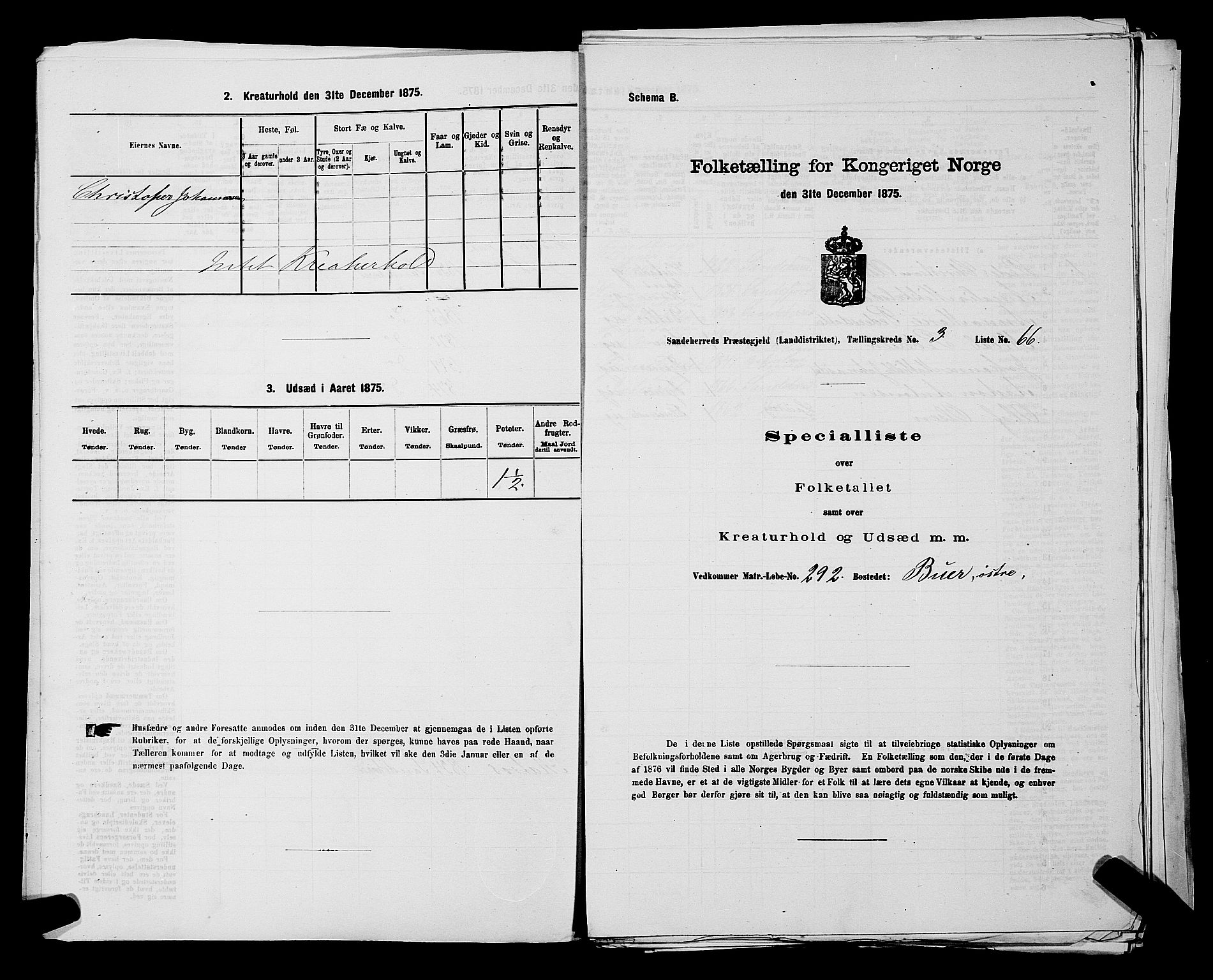 SAKO, 1875 census for 0724L Sandeherred/Sandeherred, 1875, p. 829