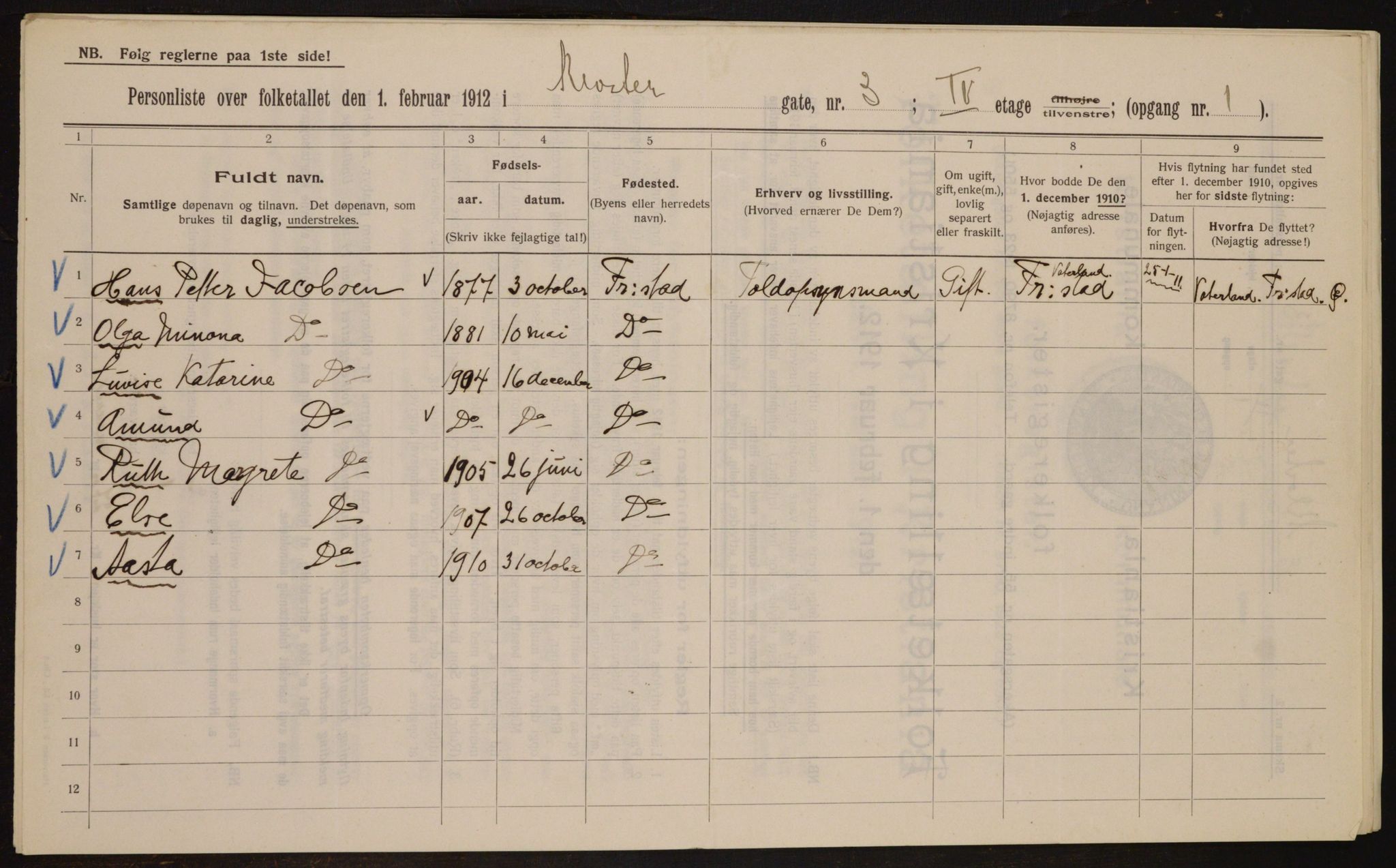 OBA, Municipal Census 1912 for Kristiania, 1912, p. 52335