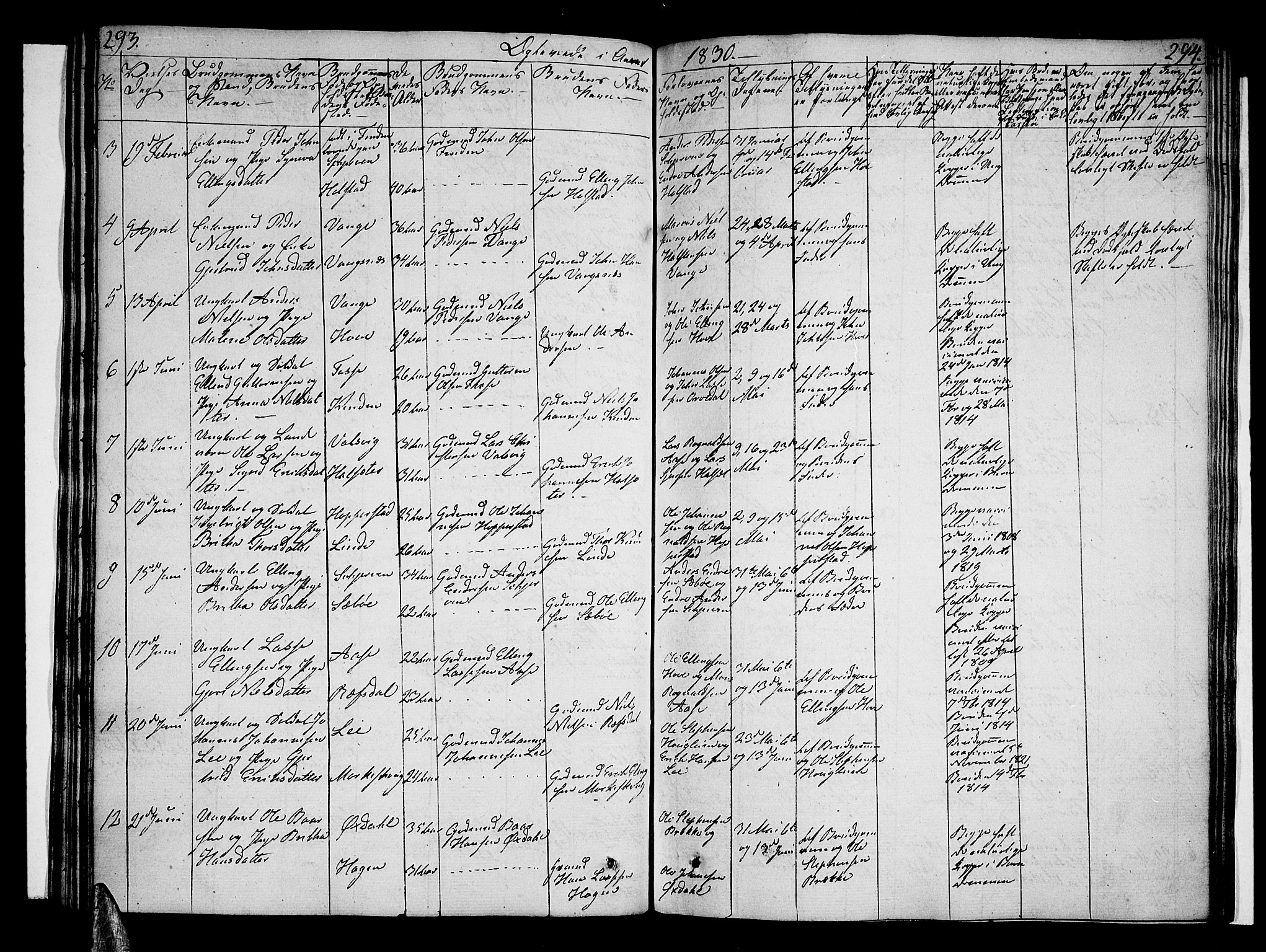 Vik sokneprestembete, AV/SAB-A-81501/H/Haa/Haaa/L0006: Parish register (official) no. A 6, 1821-1831, p. 293-294