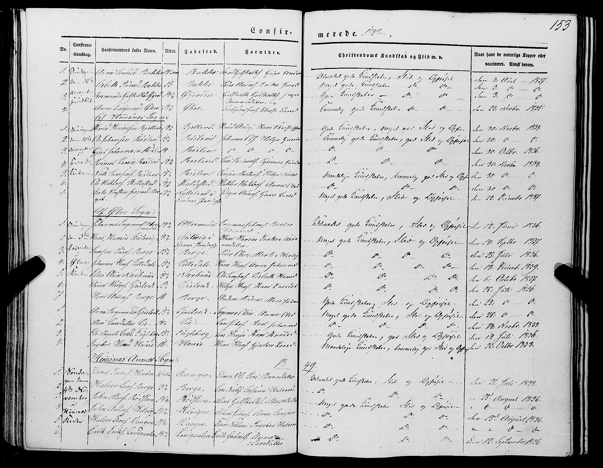 Kvinnherad sokneprestembete, AV/SAB-A-76401/H/Haa: Parish register (official) no. A 7, 1843-1853, p. 153