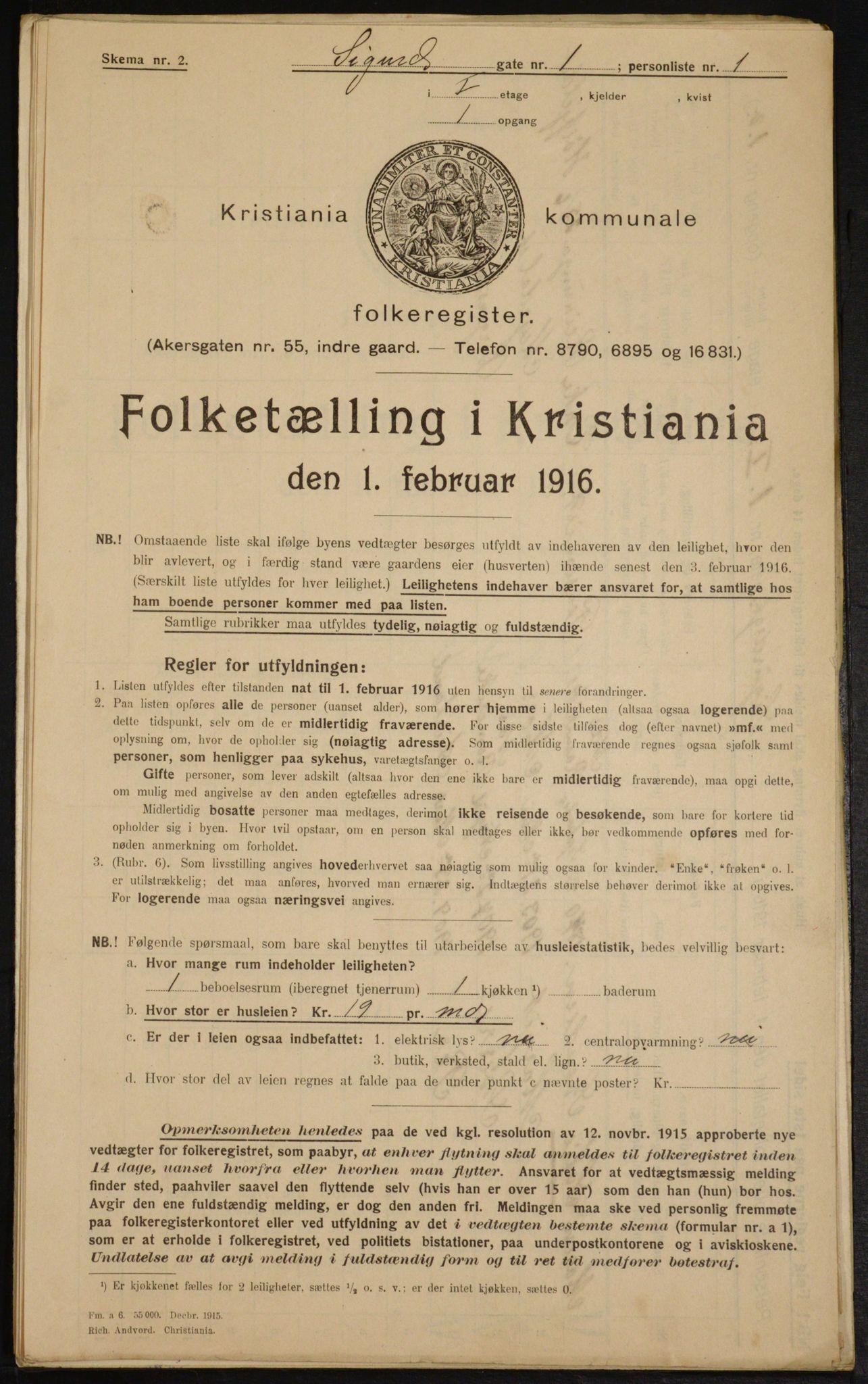 OBA, Municipal Census 1916 for Kristiania, 1916, p. 97191