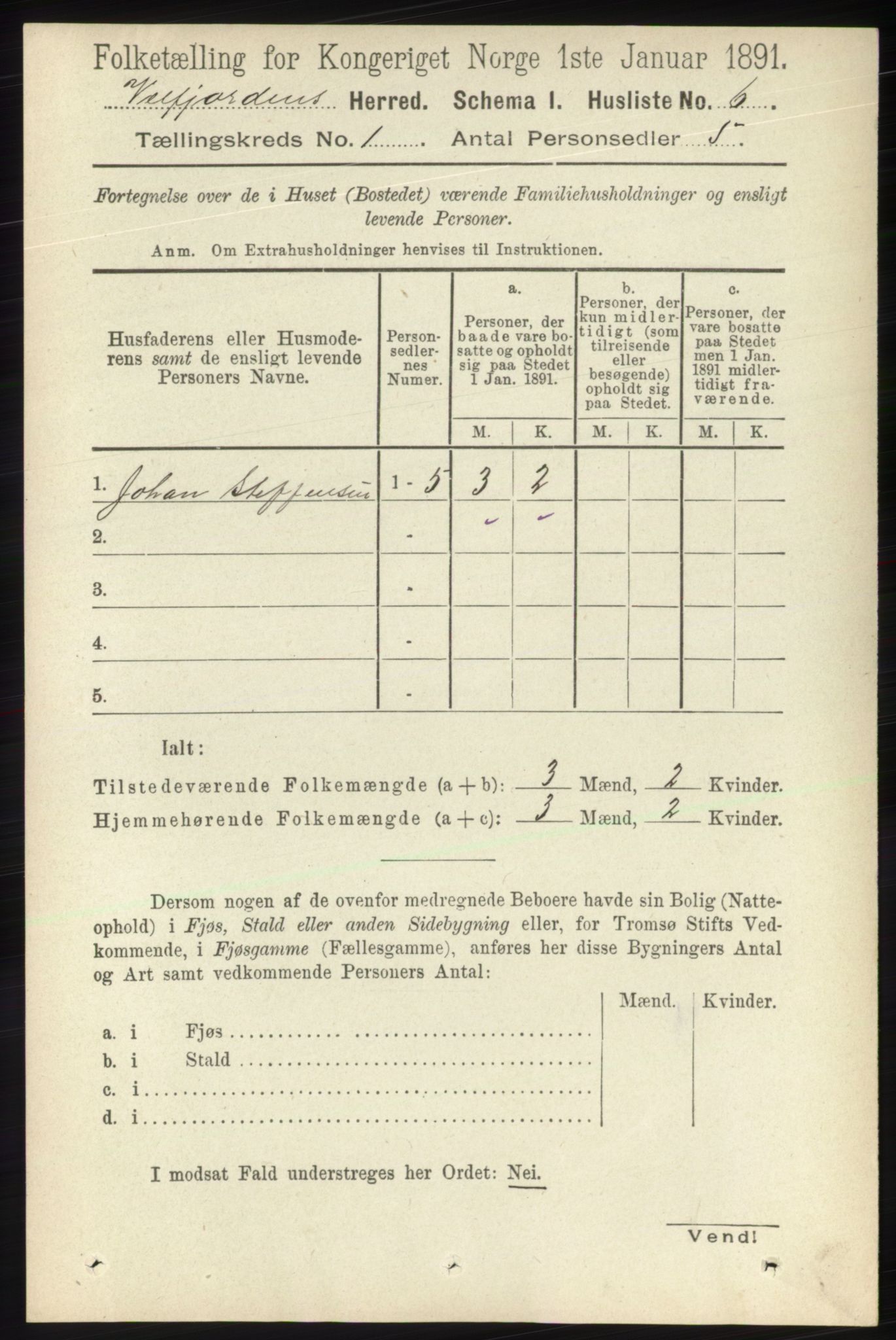 RA, 1891 census for 1813 Velfjord, 1891, p. 19