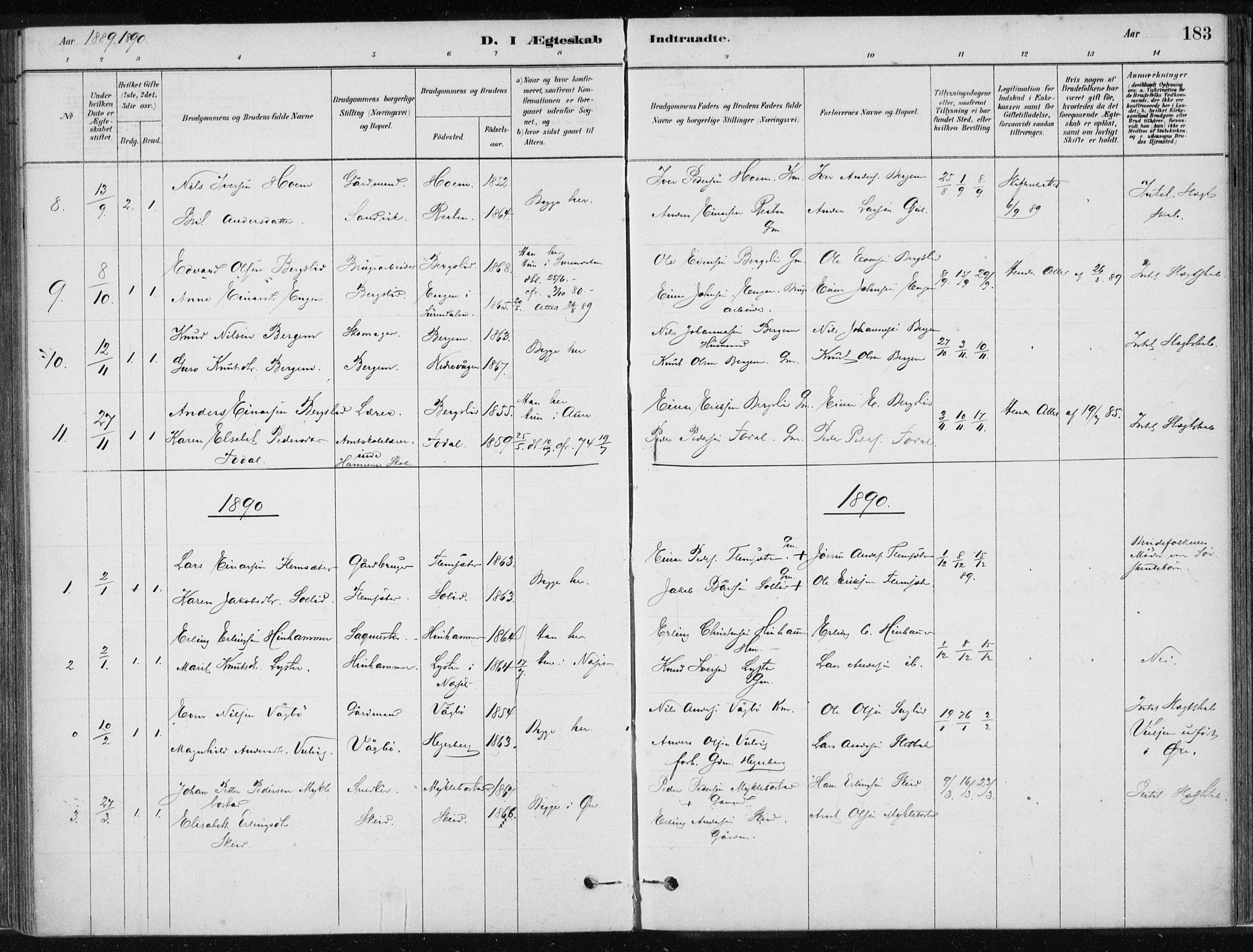 Ministerialprotokoller, klokkerbøker og fødselsregistre - Møre og Romsdal, SAT/A-1454/586/L0987: Parish register (official) no. 586A13, 1879-1892, p. 183