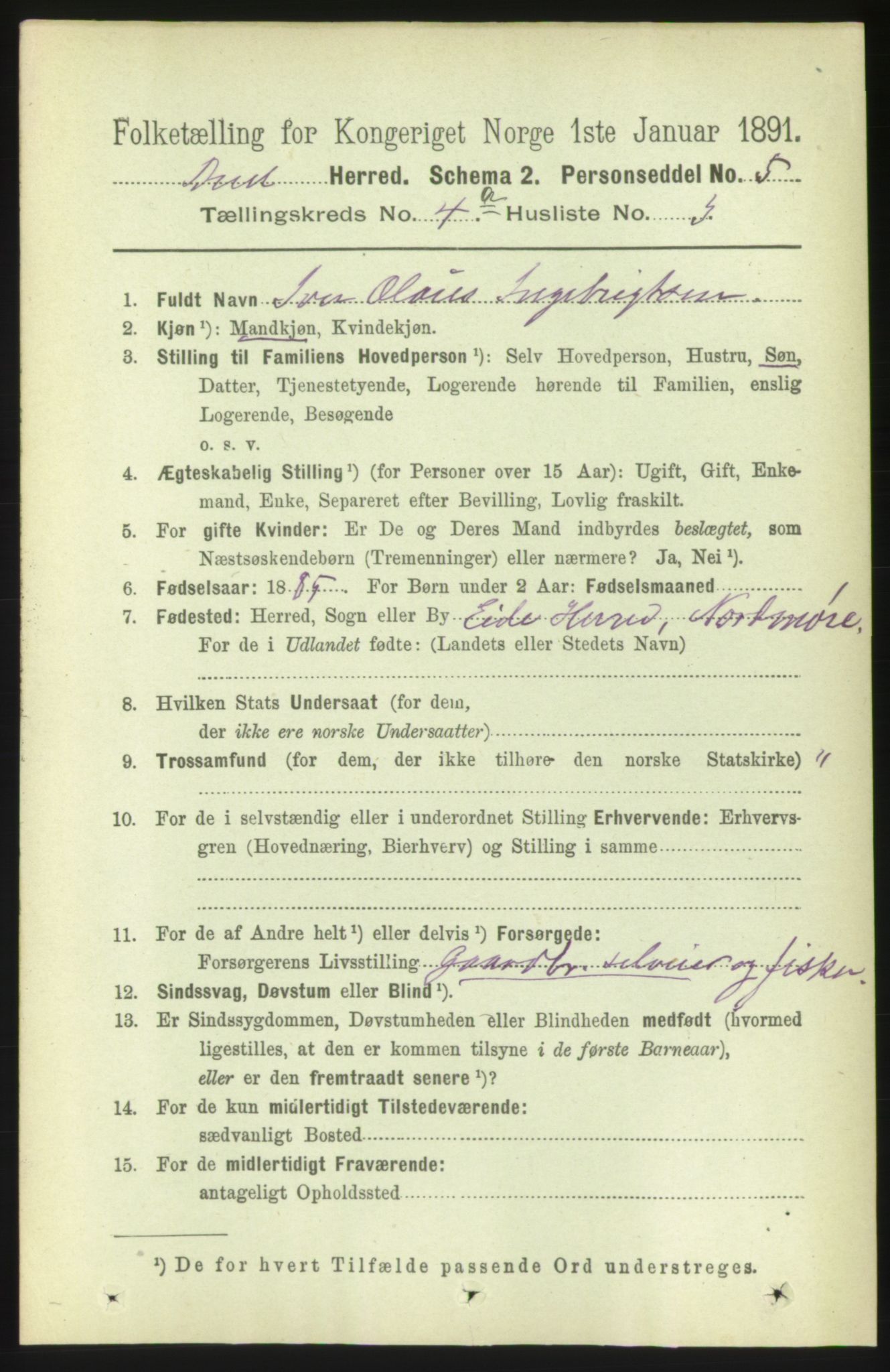 RA, 1891 census for 1549 Bud, 1891, p. 2180