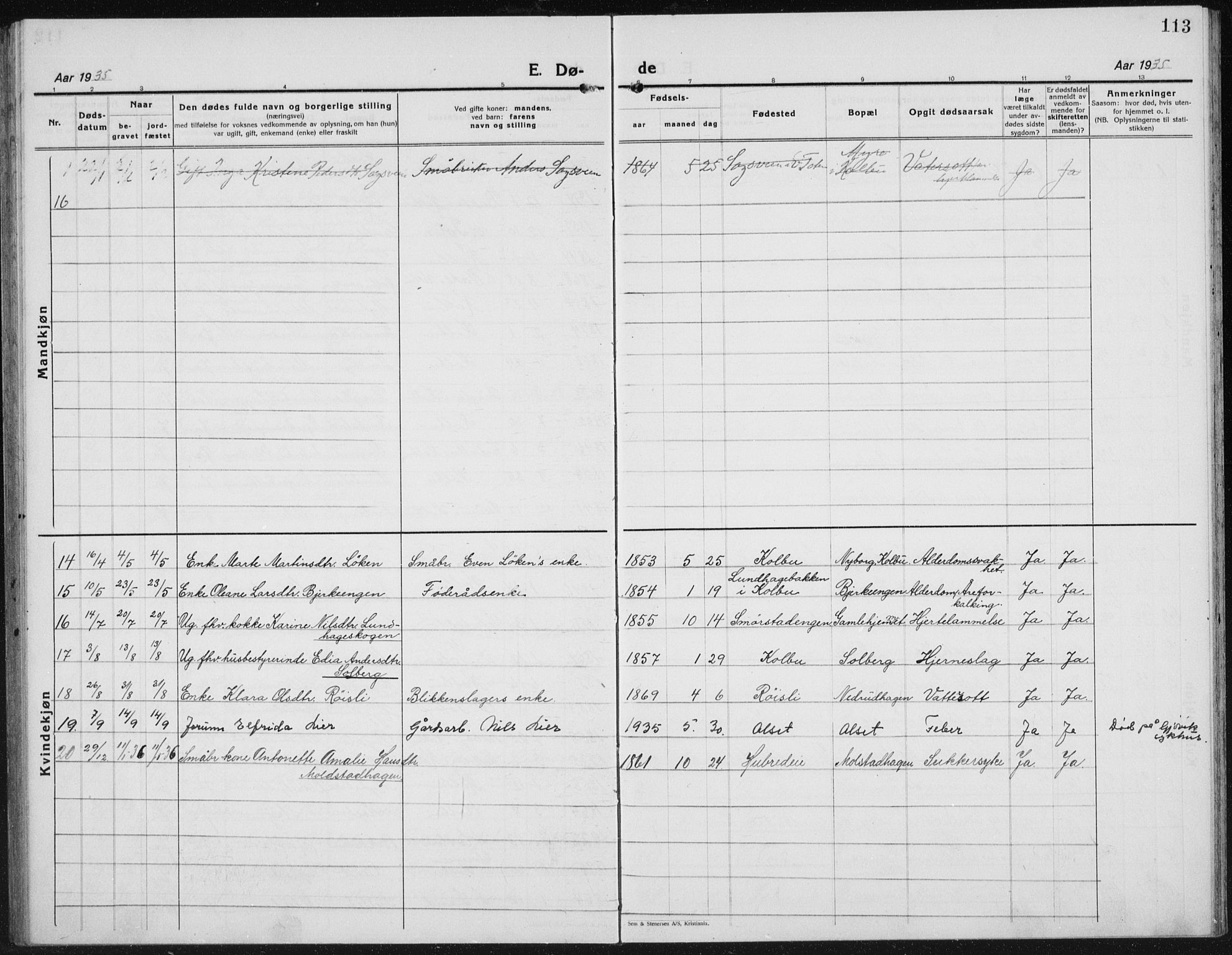 Kolbu prestekontor, SAH/PREST-110/H/Ha/Hab/L0002: Parish register (copy) no. 2, 1925-1942, p. 113