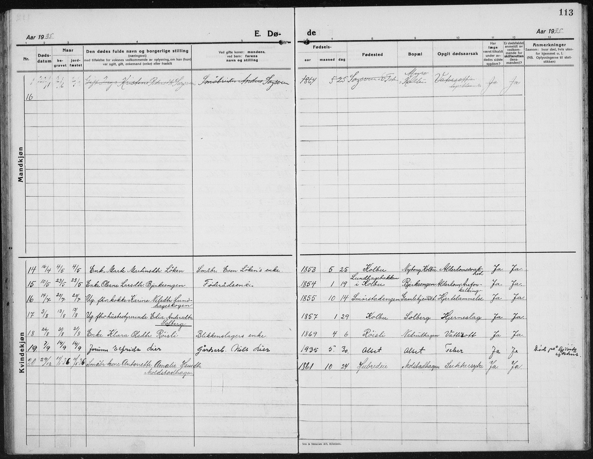 Kolbu prestekontor, AV/SAH-PREST-110/H/Ha/Hab/L0002: Parish register (copy) no. 2, 1925-1942, p. 113