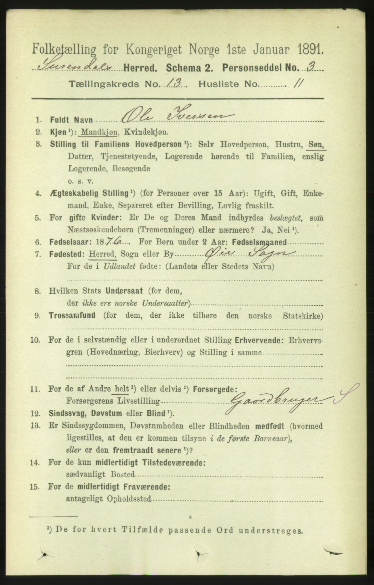 RA, 1891 census for 1566 Surnadal, 1891, p. 3232