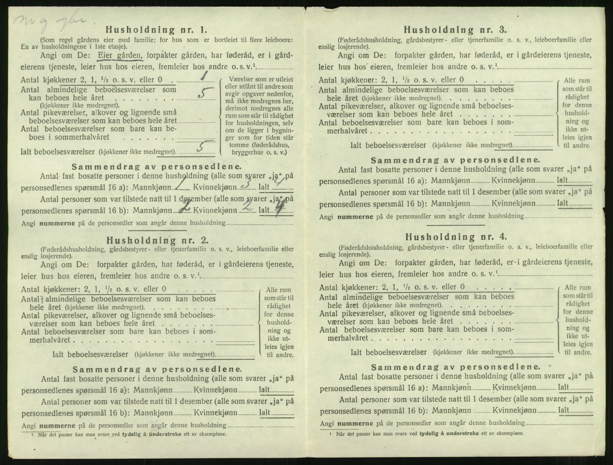 SAT, 1920 census for Nesset, 1920, p. 427