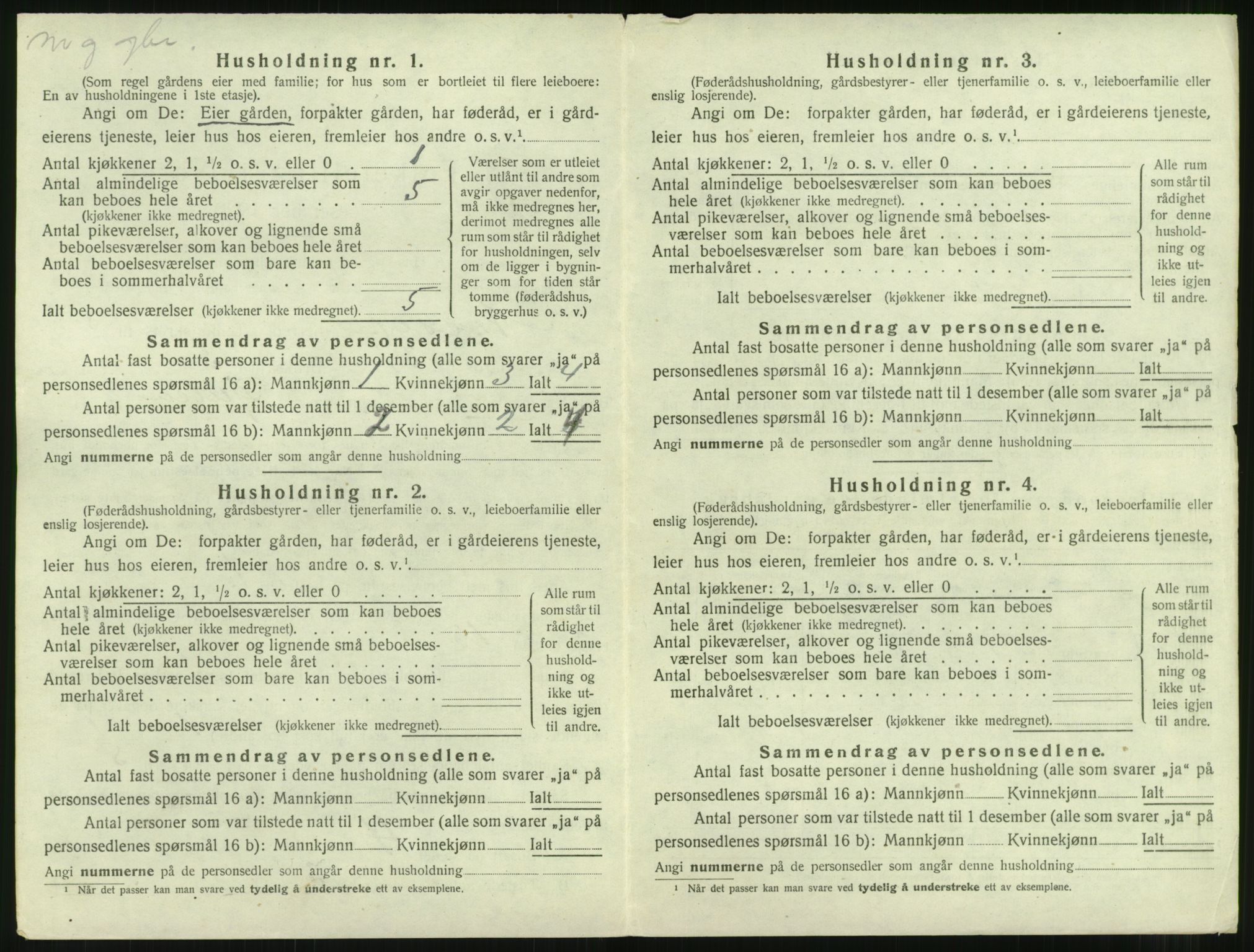 SAT, 1920 census for Nesset, 1920, p. 427