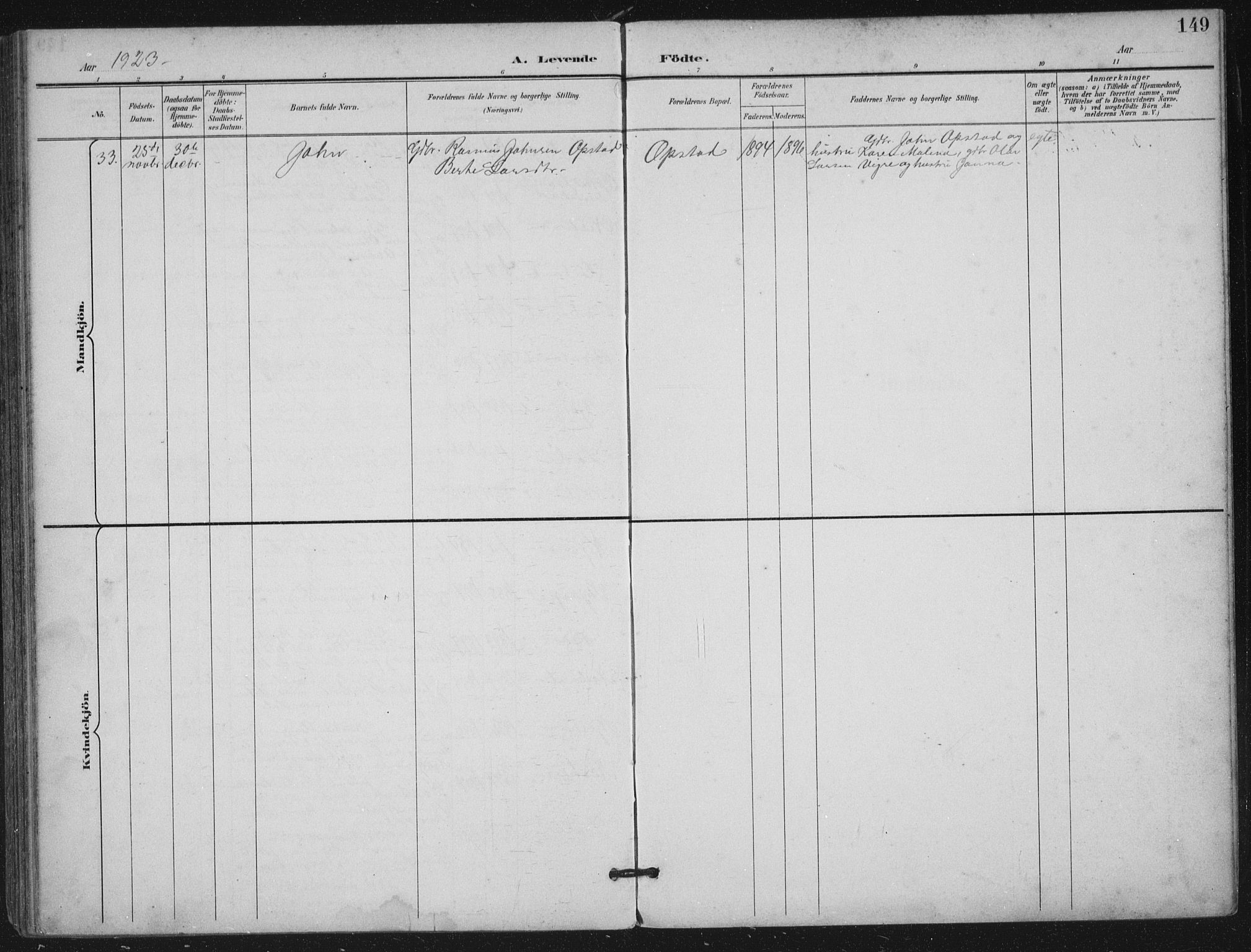 Hå sokneprestkontor, AV/SAST-A-101801/002/B/L0001: Parish register (official) no. A 11, 1897-1924, p. 149