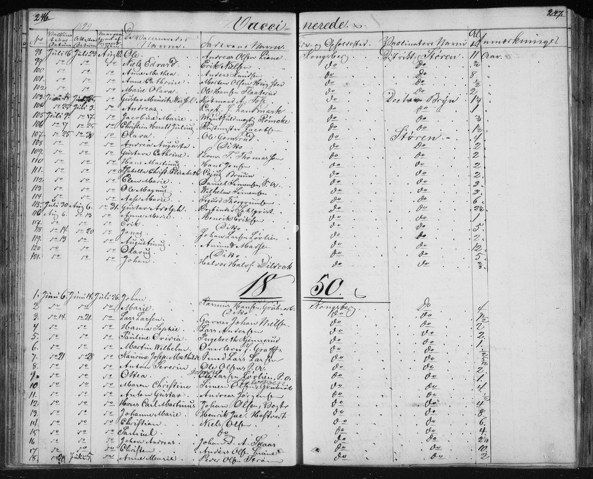 Kongsberg kirkebøker, SAKO/A-22/F/Fa/L0009: Parish register (official) no. I 9, 1839-1858, p. 246-247