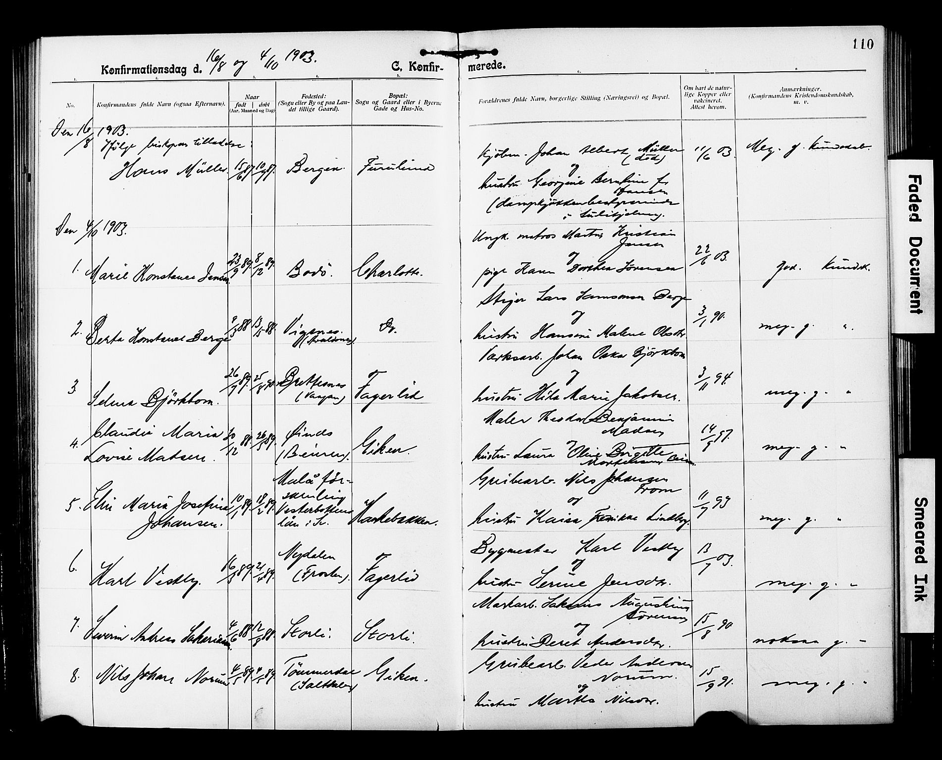 Ministerialprotokoller, klokkerbøker og fødselsregistre - Nordland, AV/SAT-A-1459/850/L0709: Parish register (official) no. 850A01, 1899-1909, p. 110