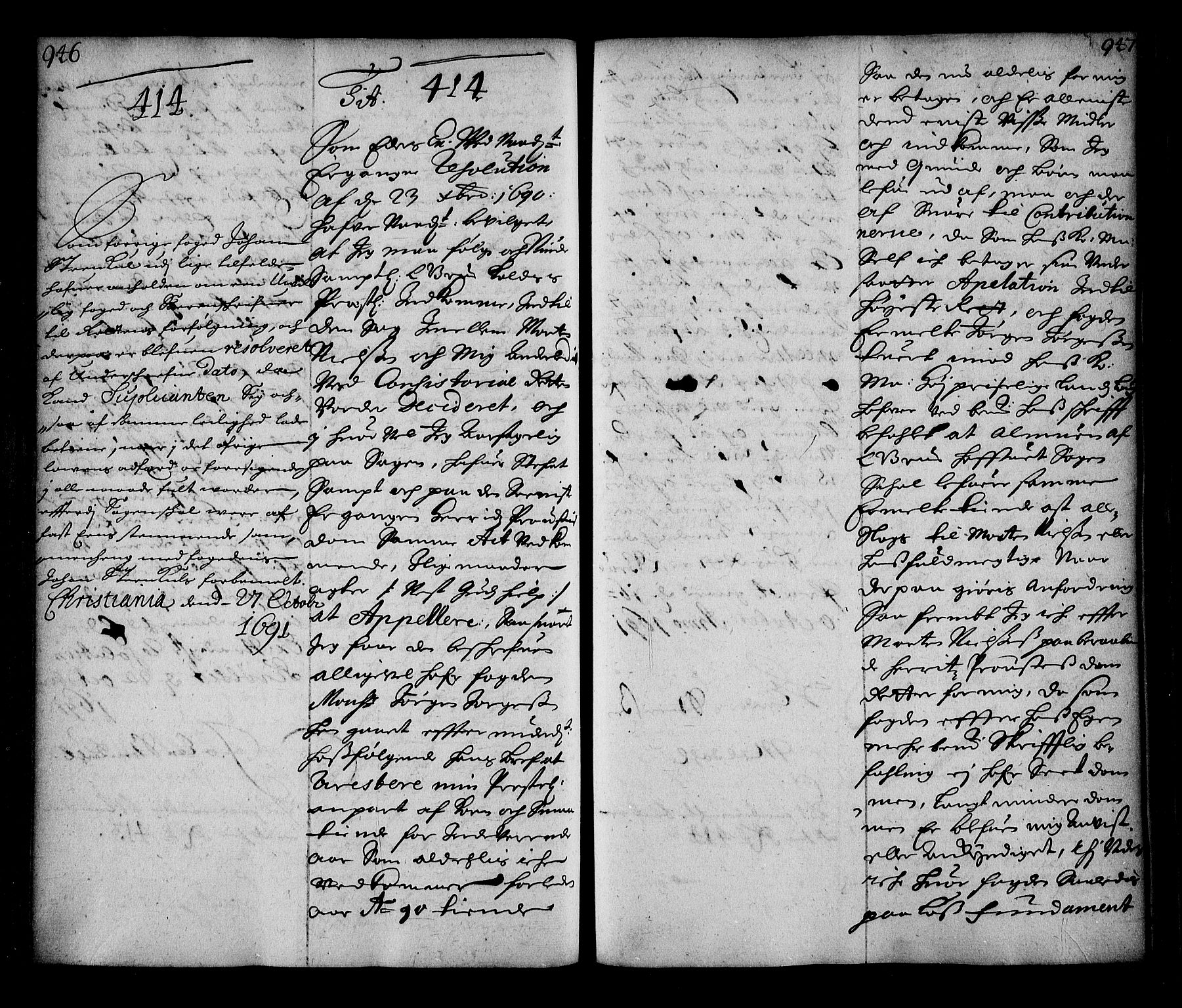 Stattholderembetet 1572-1771, AV/RA-EA-2870/Ae/L0008: Supplikasjons- og resolusjonsprotokoll, 1691, p. 946-947
