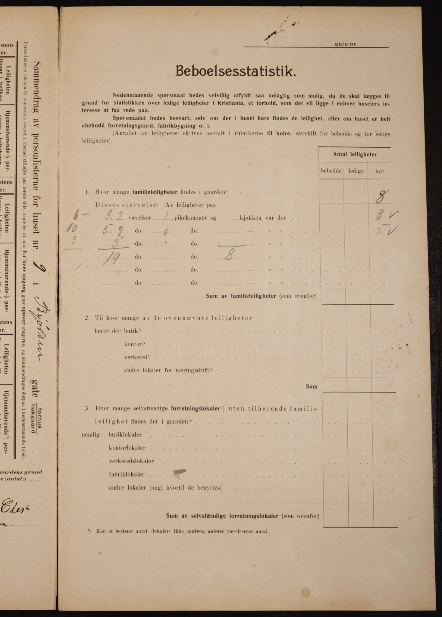 OBA, Municipal Census 1910 for Kristiania, 1910, p. 6264