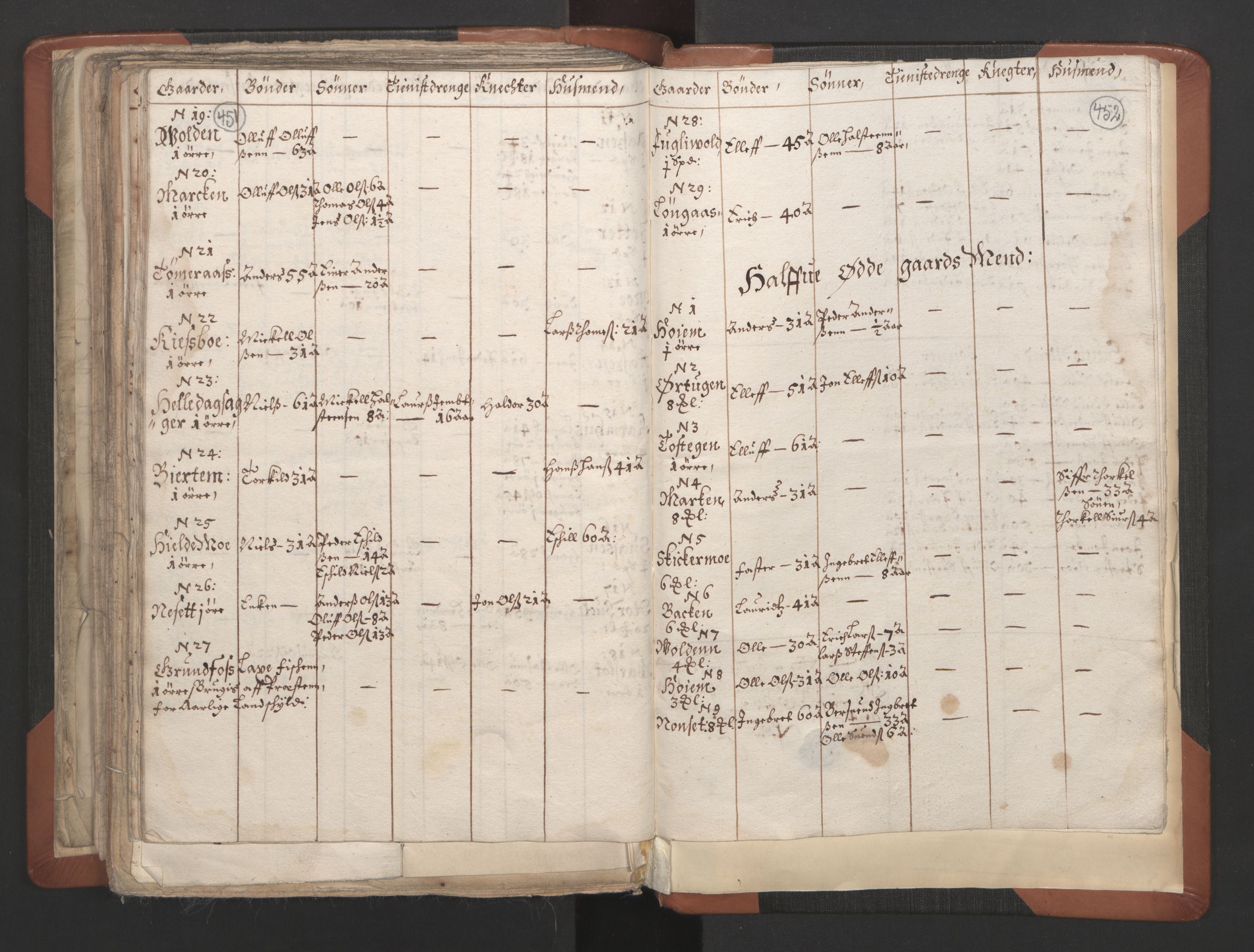 RA, Vicar's Census 1664-1666, no. 32: Innherad deanery, 1664-1666, p. 451-452