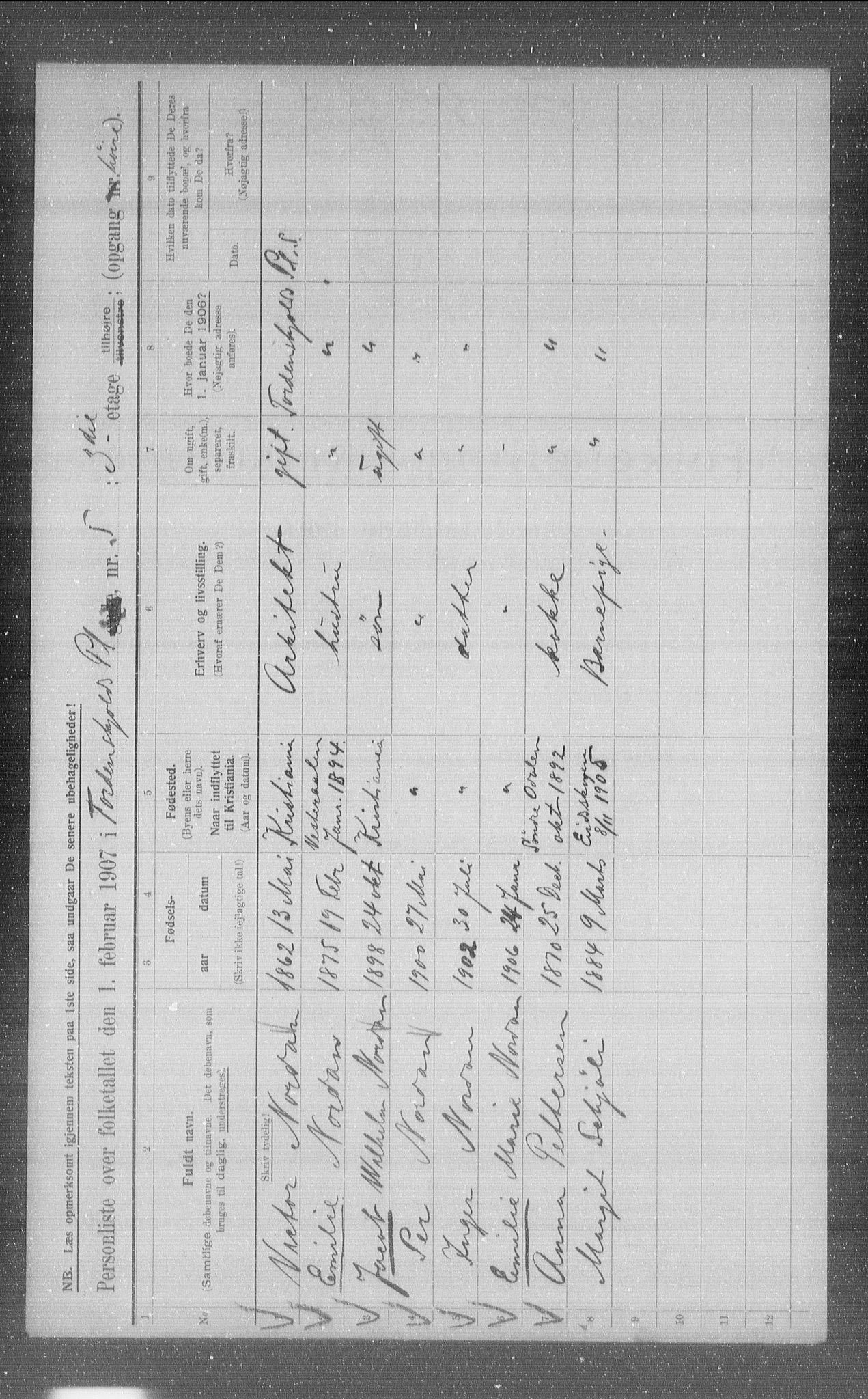 OBA, Municipal Census 1907 for Kristiania, 1907, p. 57902