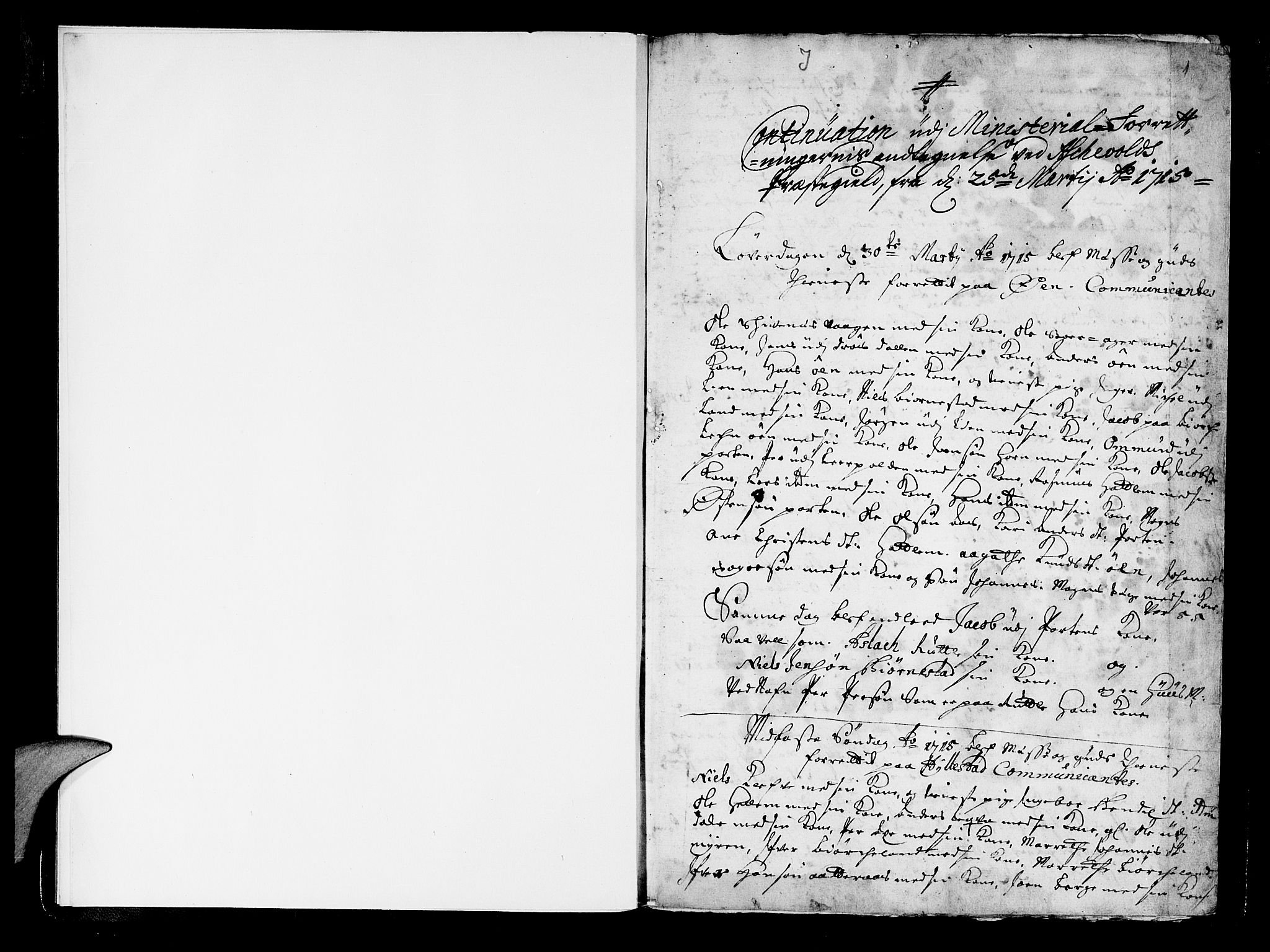 Askvoll sokneprestembete, SAB/A-79501/H/Haa/Haaa/L0003: Parish register (official) no. A 3, 1715-1718, p. 1