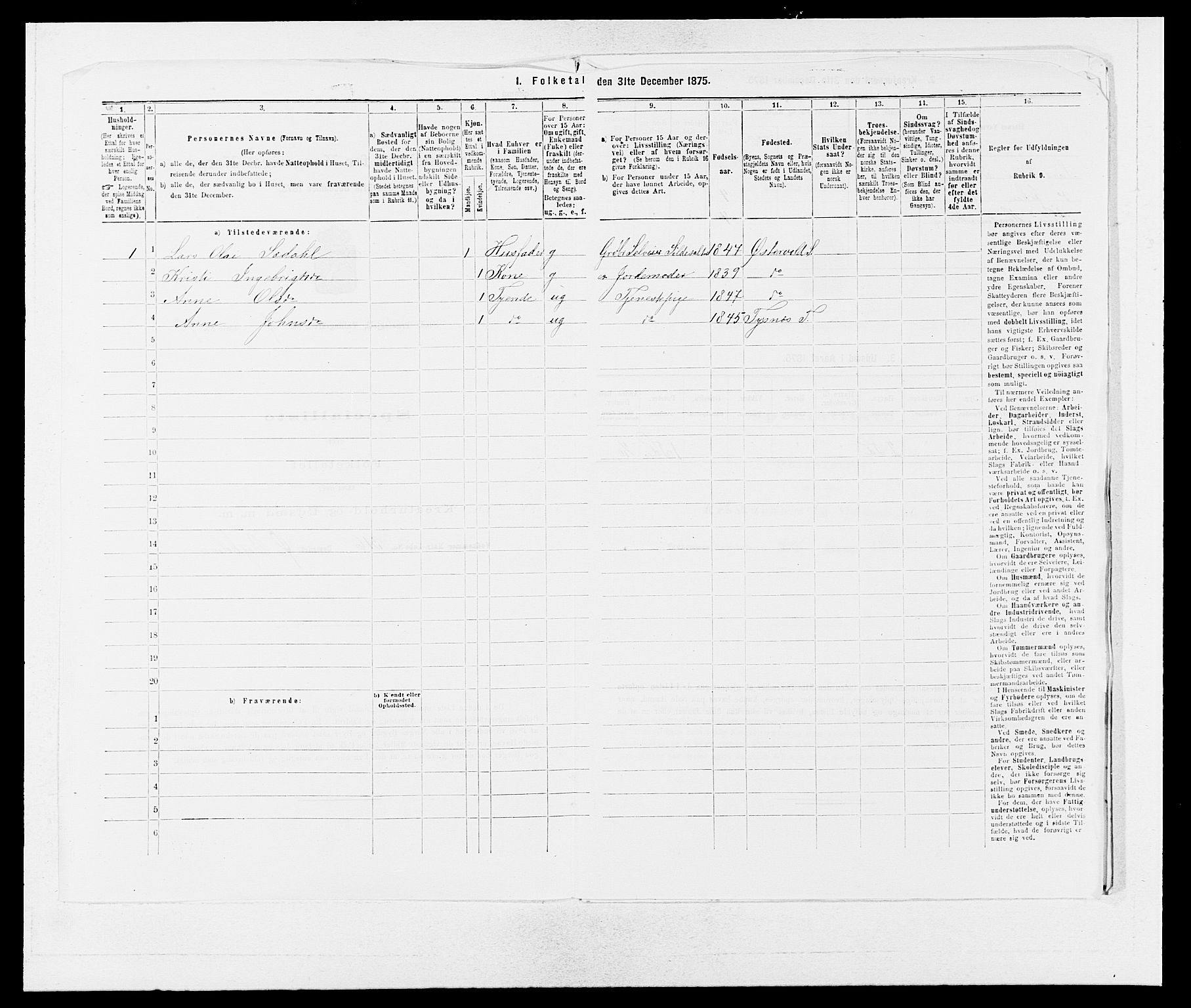 SAB, 1875 census for 1245P Sund, 1875, p. 819