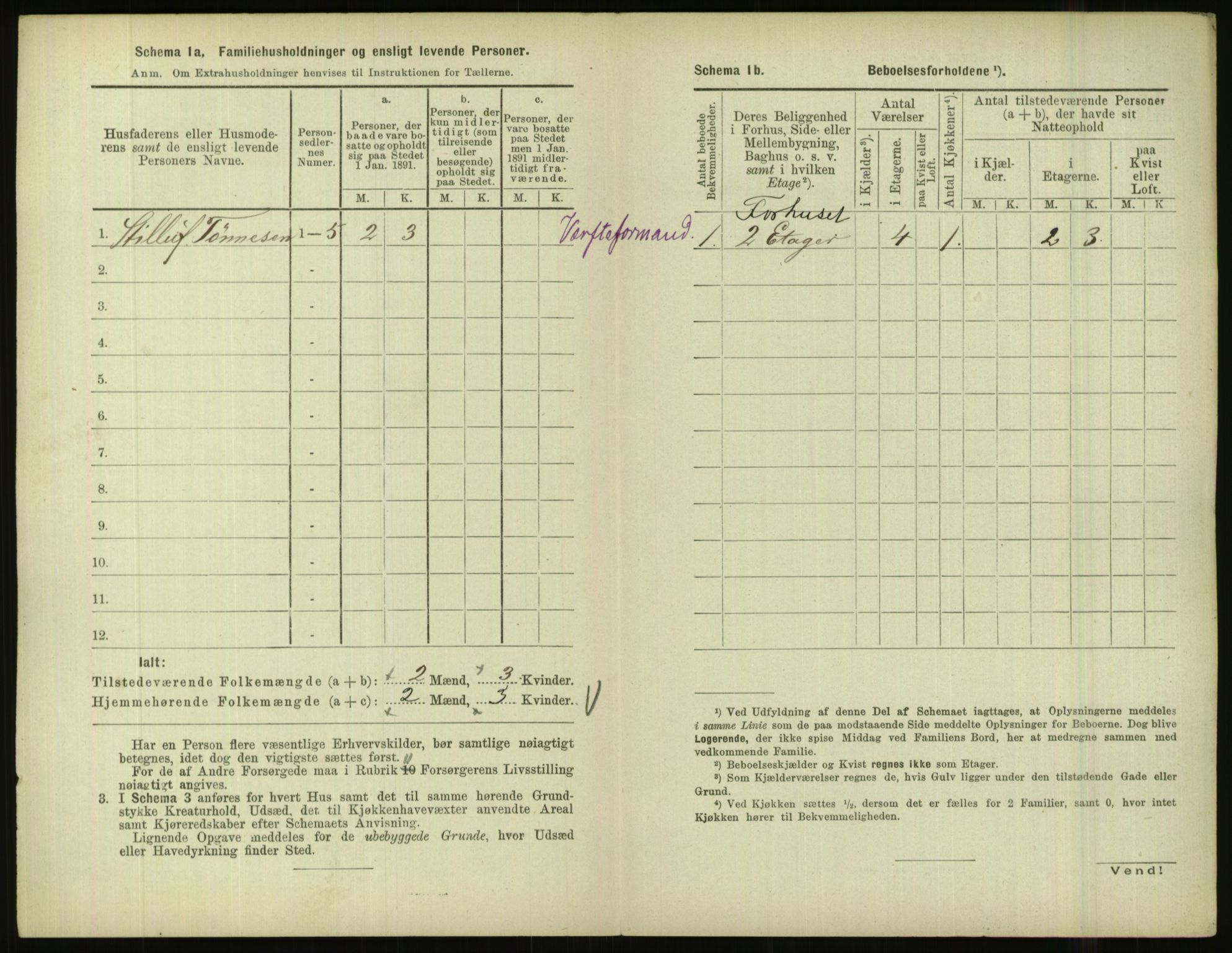 RA, 1891 census for 1001 Kristiansand, 1891, p. 1197