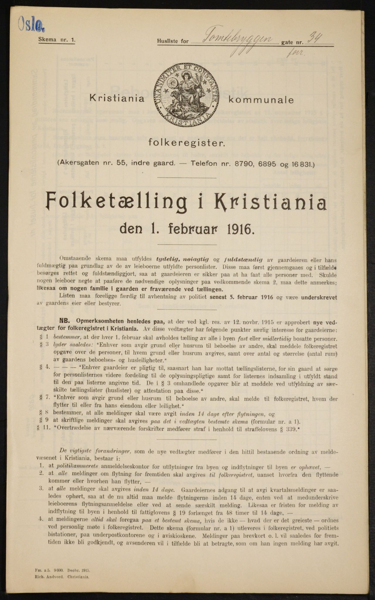 OBA, Municipal Census 1916 for Kristiania, 1916, p. 116638