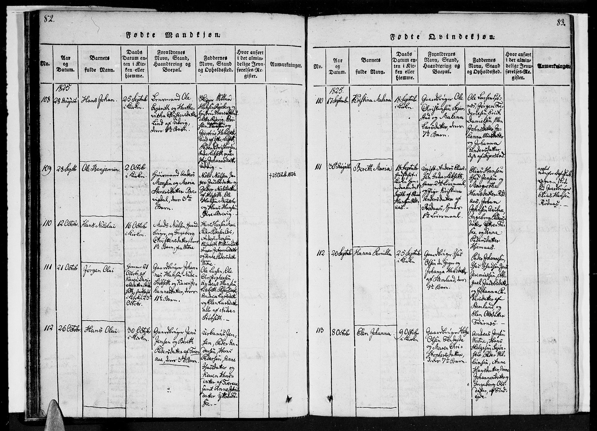 Ministerialprotokoller, klokkerbøker og fødselsregistre - Nordland, SAT/A-1459/852/L0736: Parish register (official) no. 852A06, 1820-1833, p. 82-83