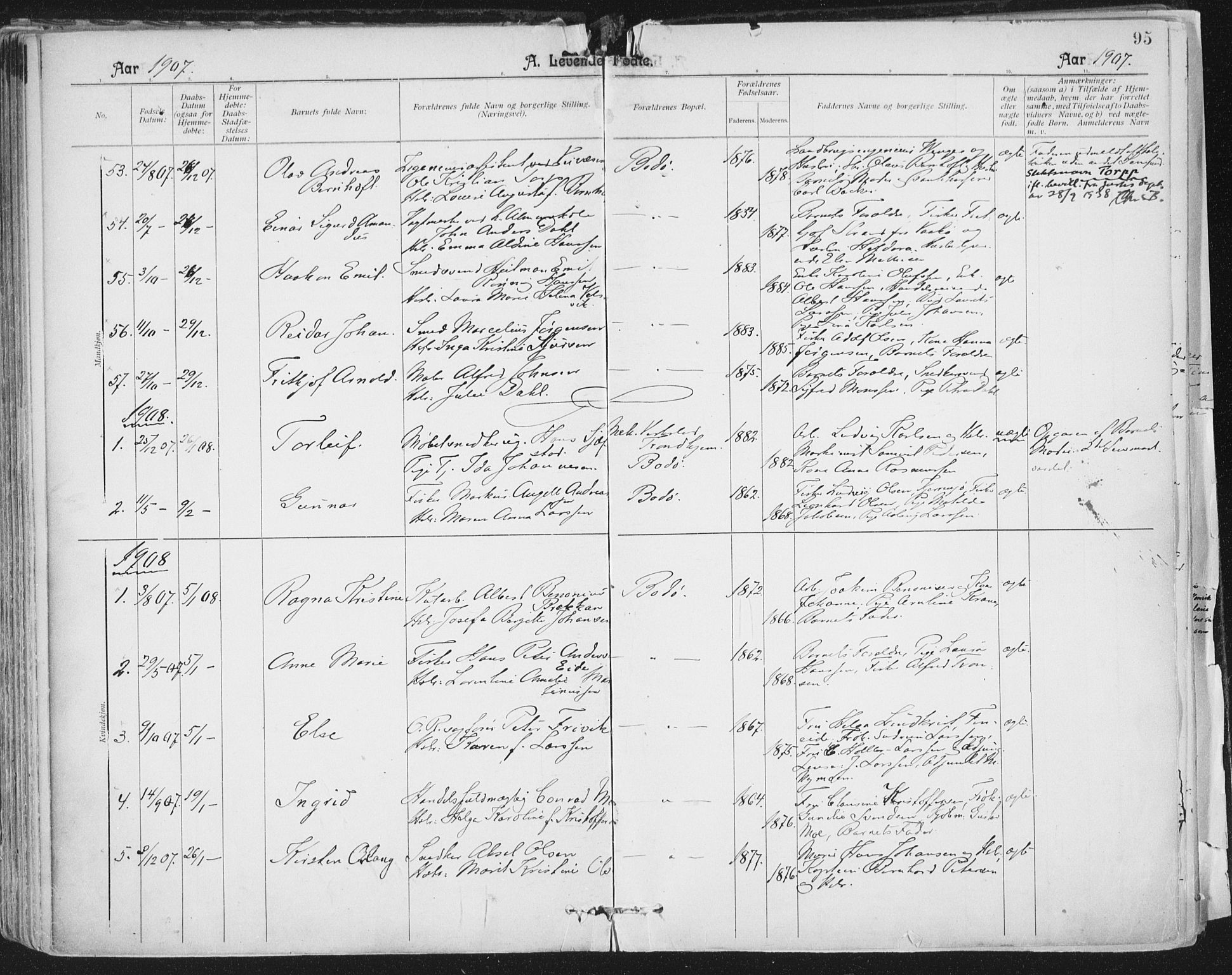 Ministerialprotokoller, klokkerbøker og fødselsregistre - Nordland, SAT/A-1459/801/L0011: Parish register (official) no. 801A11, 1900-1916, p. 95