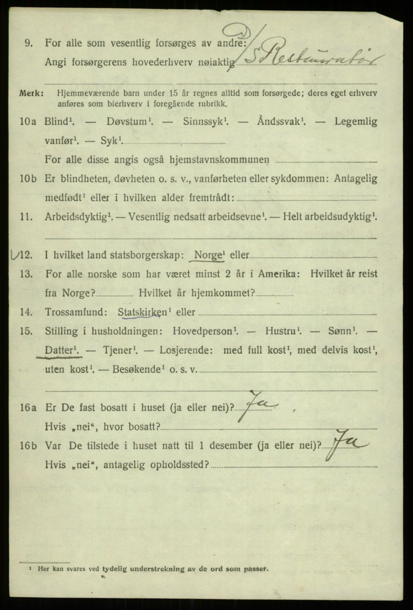 SAB, 1920 census for Bergen, 1920, p. 169887