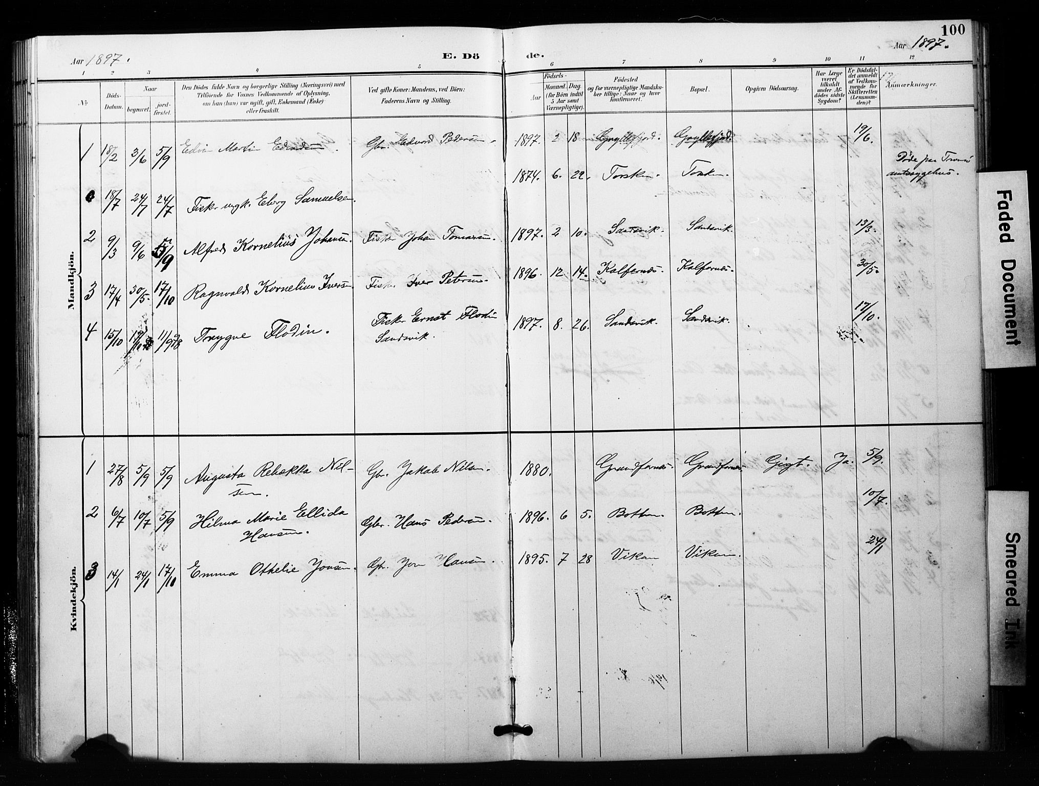 Berg sokneprestkontor, SATØ/S-1318/G/Ga/Gaa/L0006kirke: Parish register (official) no. 6, 1894-1904, p. 100