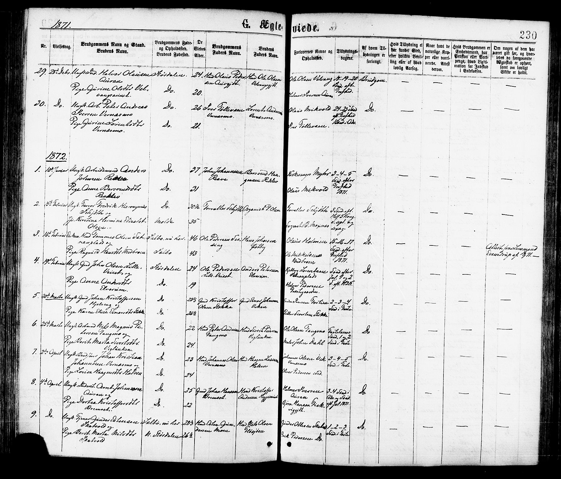 Ministerialprotokoller, klokkerbøker og fødselsregistre - Nord-Trøndelag, AV/SAT-A-1458/709/L0076: Parish register (official) no. 709A16, 1871-1879, p. 230