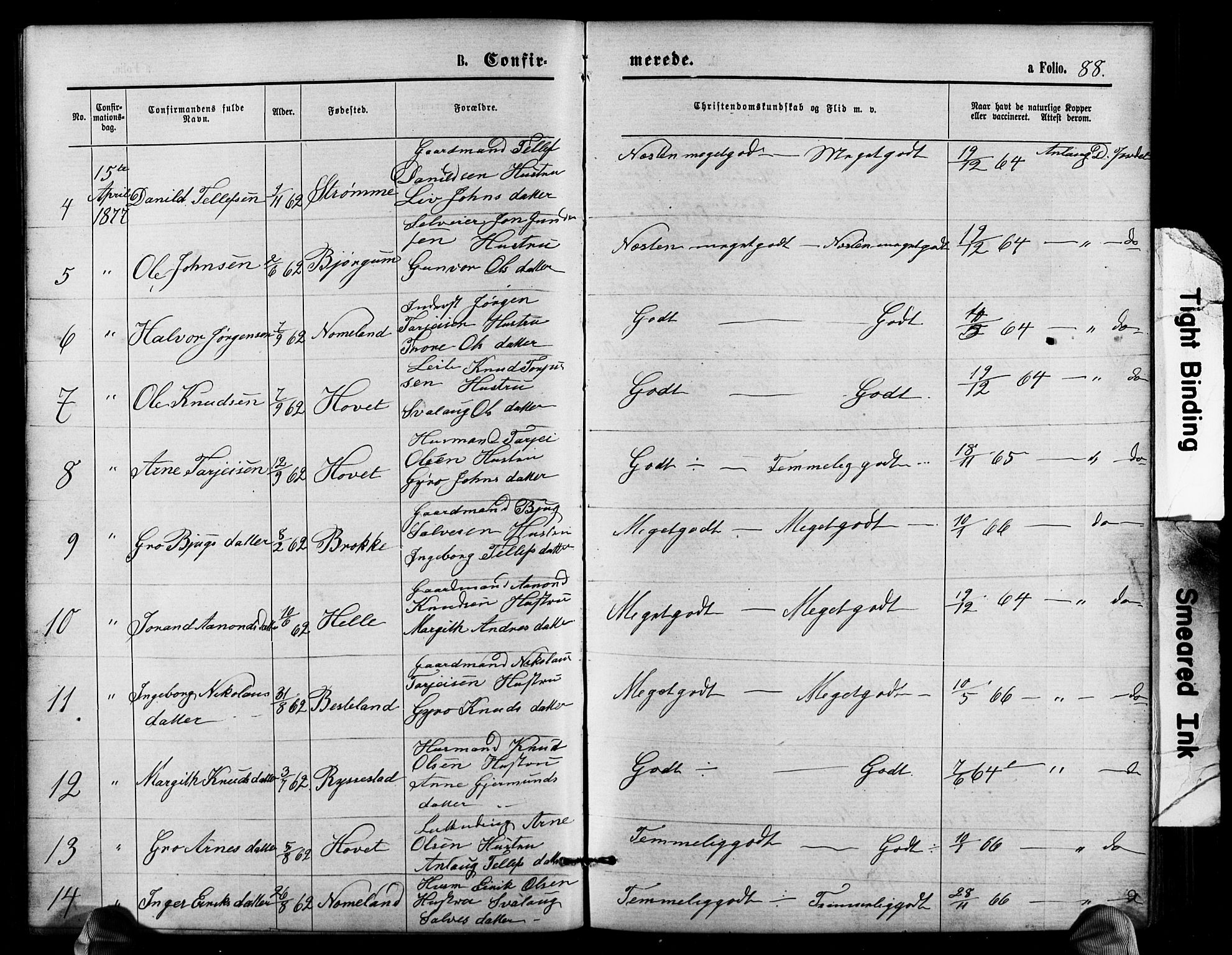 Valle sokneprestkontor, SAK/1111-0044/F/Fb/Fbb/L0002: Parish register (copy) no. B 2, 1875-1921, p. 88