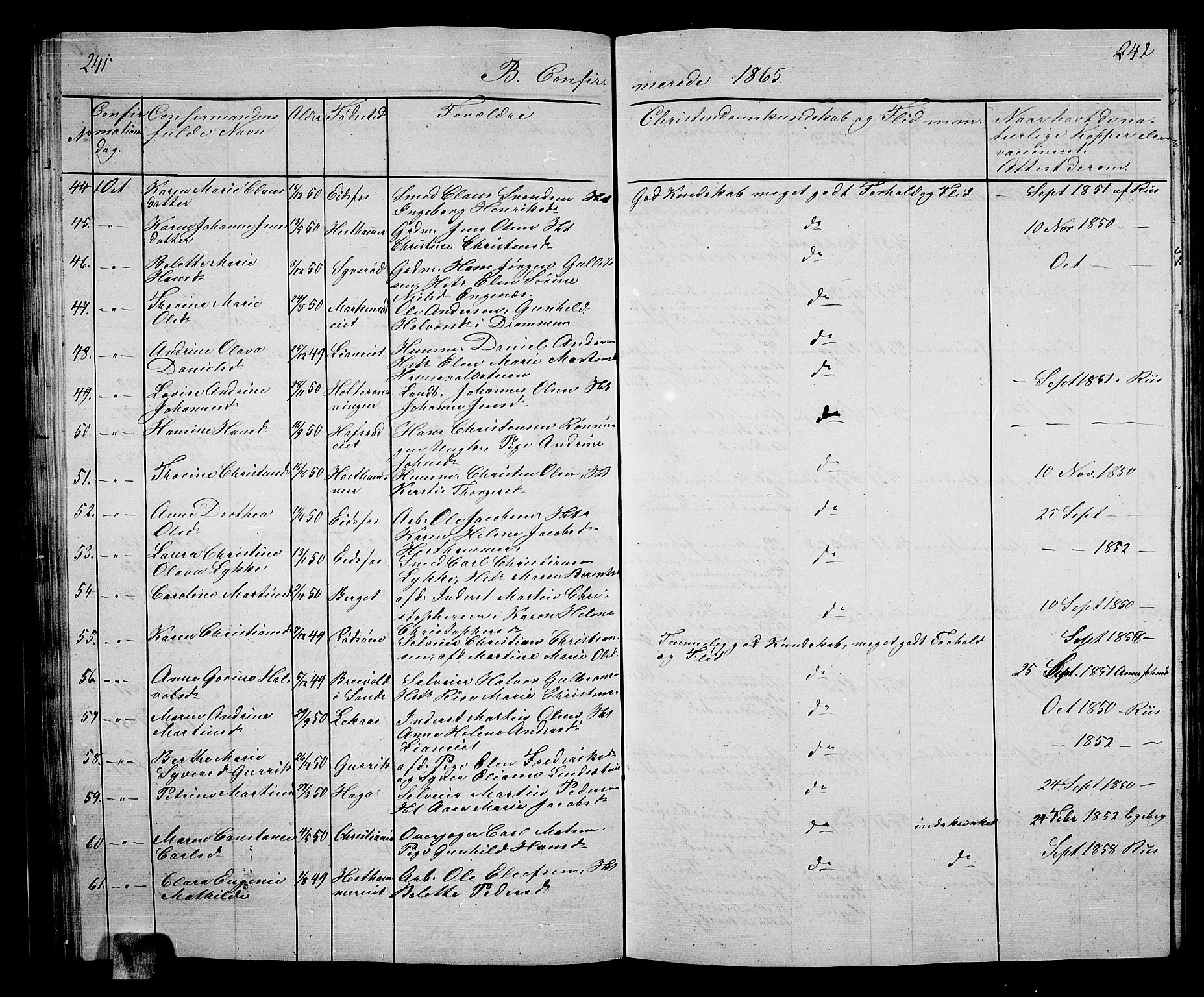 Hof kirkebøker, AV/SAKO-A-64/G/Ga/L0002: Parish register (copy) no. I 2, 1859-1873, p. 241-242