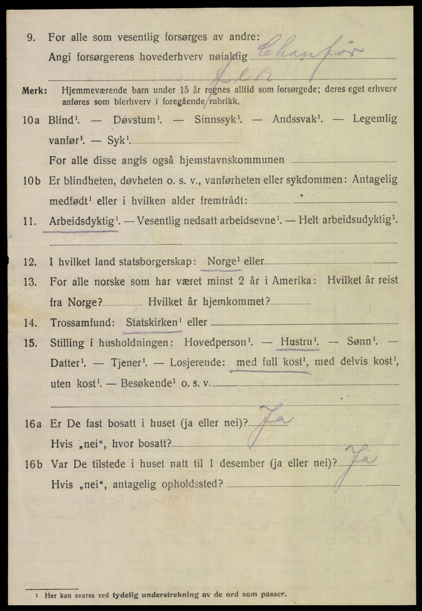 SAT, 1920 census for Steinkjer, 1920, p. 5725