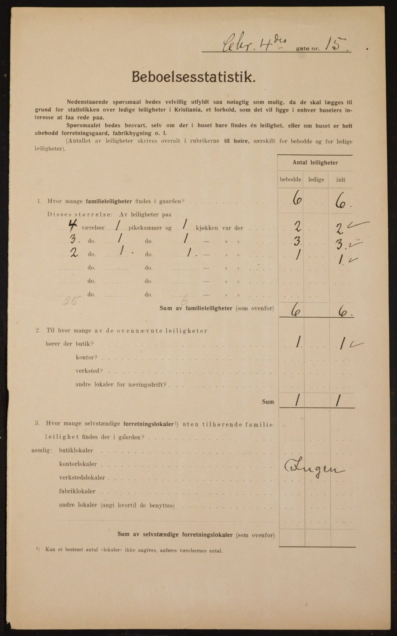 OBA, Municipal Census 1910 for Kristiania, 1910, p. 52630