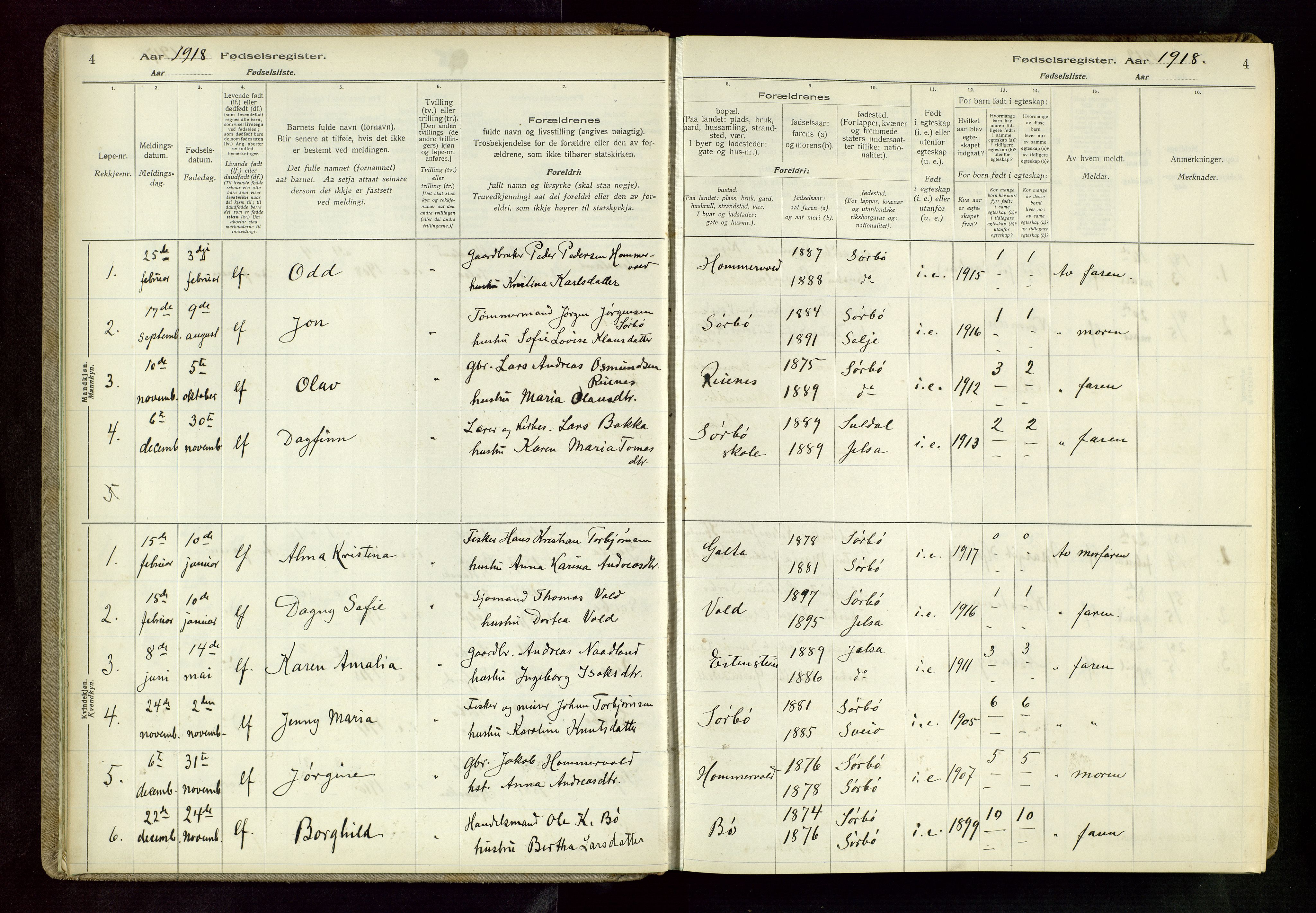 Rennesøy sokneprestkontor, SAST/A -101827/I/Id/L0003: Birth register no. 3, 1916-1982, p. 4