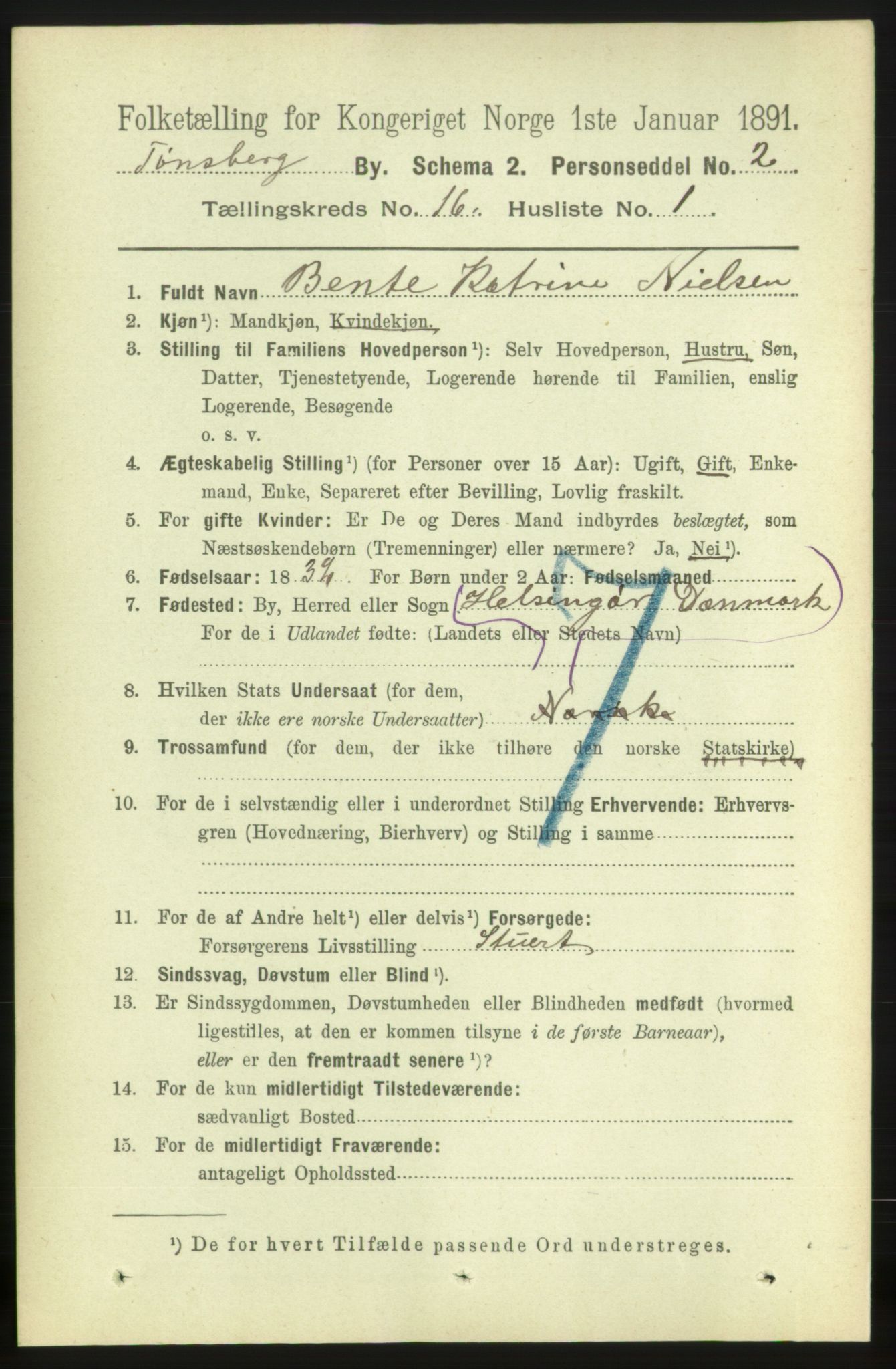 RA, 1891 census for 0705 Tønsberg, 1891, p. 4793